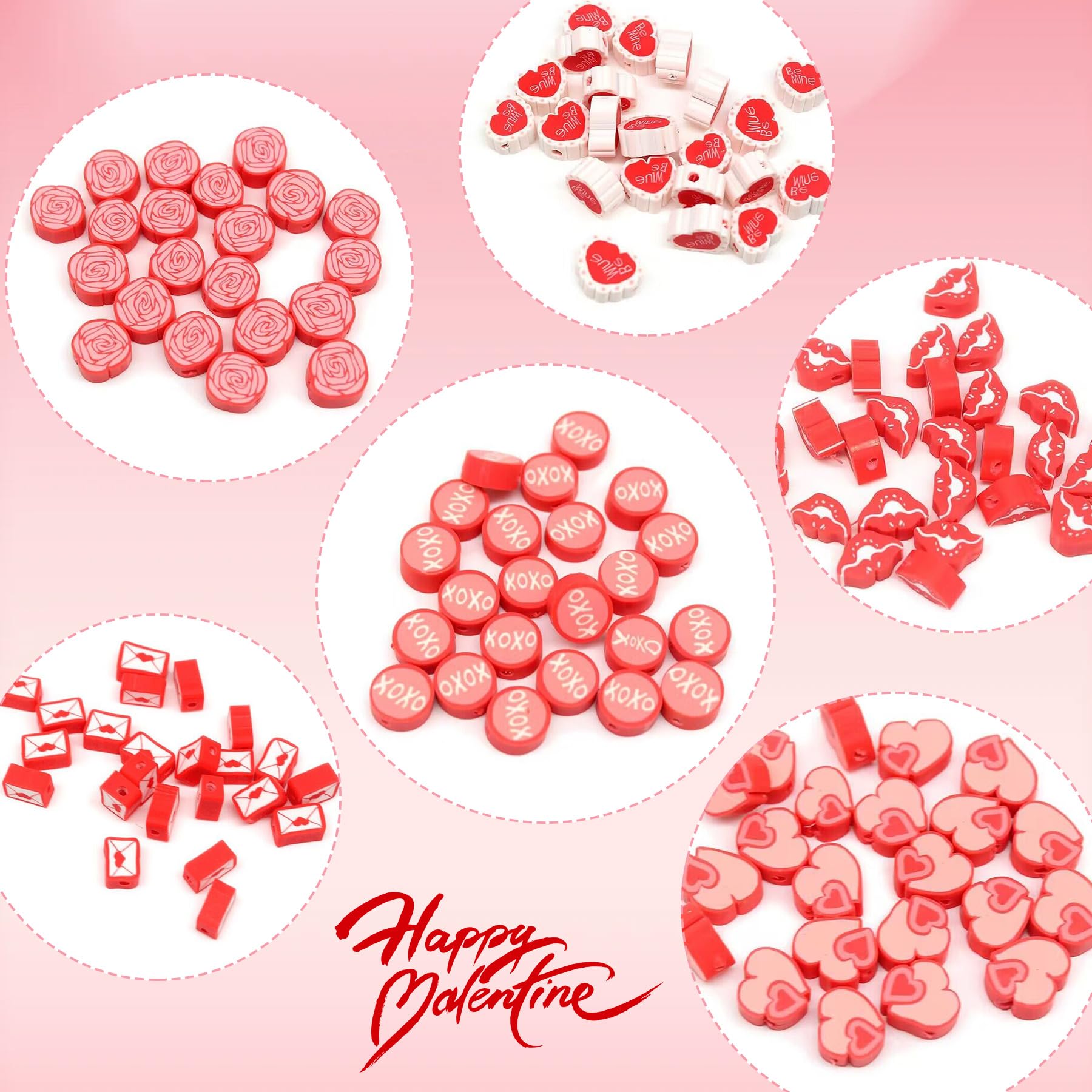 100 Pcs Valentine's Day Polymer Clay Beads - Mixed Heishi Spacer Beads for DIY Jewelry Making - Perfect for Bracelets, Earrings & Necklaces - Great for Valentine's Gifts, Party Favors & Craft Projects