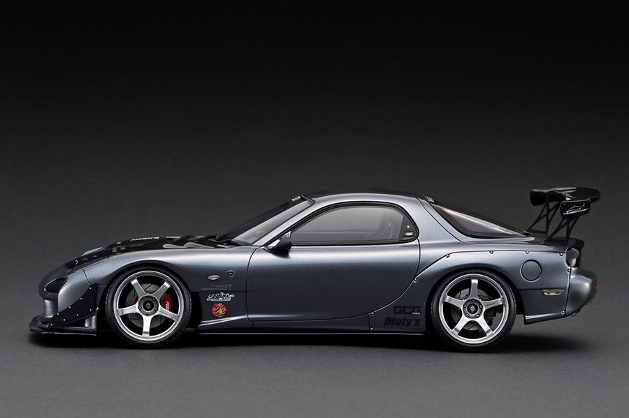 1:18 Scale Mazda RX-7 FD3S FEED MAOU 2016 Version Diecast Model Car - Gun Metallic Finish | Collectible Toy for Car Enthusiasts & Display for Home/Office Decor