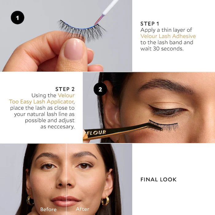 Effortless Velour Lashes - Reusable False Eyelash Kit for Natural & Glamorous Look - Perfect for Parties, Weddings & Daily Wear