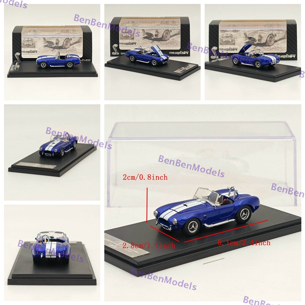Fine Works Ford SHELBY COBRA 427S/C 1:64 Scale Diecast Model Car - Limited Edition Collectible for Display, Racing Enthusiasts & Car Lovers