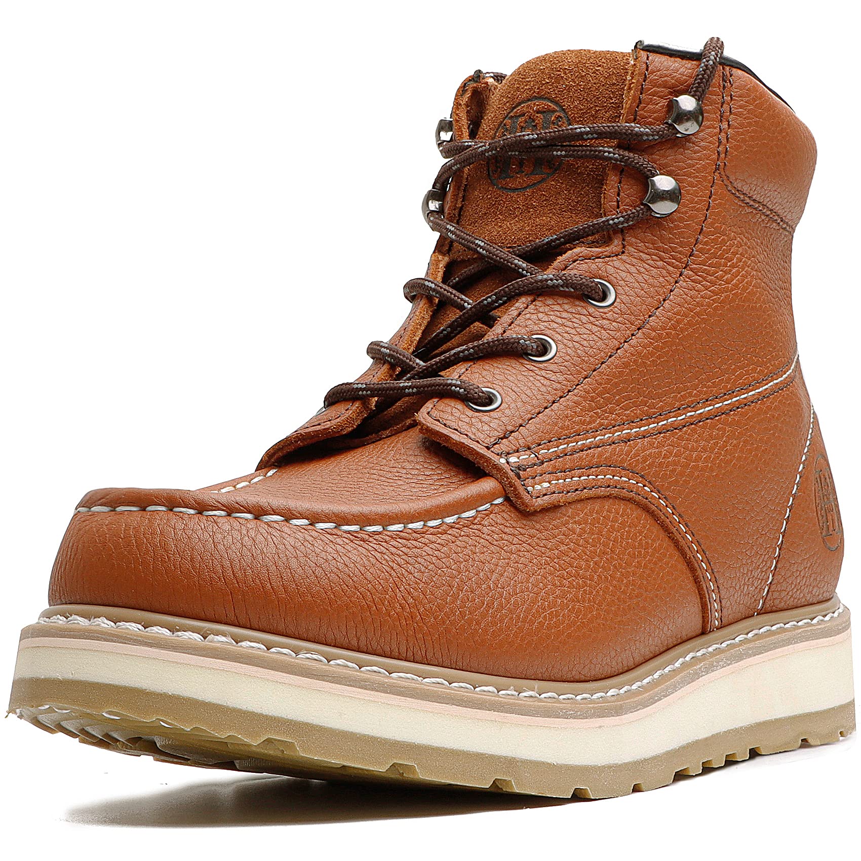 Men's 6-Inch Soft Toe Work Boots - Non-Slip, Puncture-Proof & Water-Resistant Safety Shoes with EH Moc Toe for Construction (HM302-11.5) - Ideal for Heavy Duty Work, Outdoor Labor & Industrial Jobs
