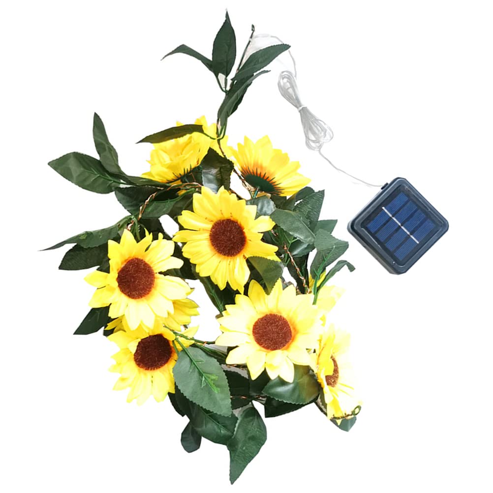 Solar Powered Sunflower Fairy Lights - Outdoor Garden Decor with Sunflower Vines & LED String Lights for Patio, Yard, Wedding, Party Decoration (Waterproof, Plastic)