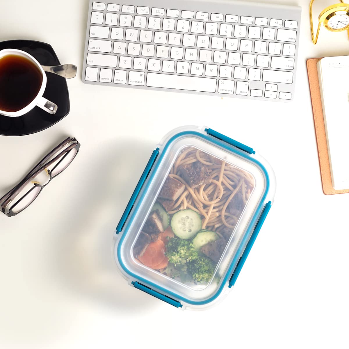 BPA Free Glass Food Storage Containers with Airtight Lids - Microwave, Freezer & Dishwasher Safe Meal Prep Containers - Stackable Large Capacity Glass Lunch Box for Kitchen, Office, Picnics & Meal Delivery