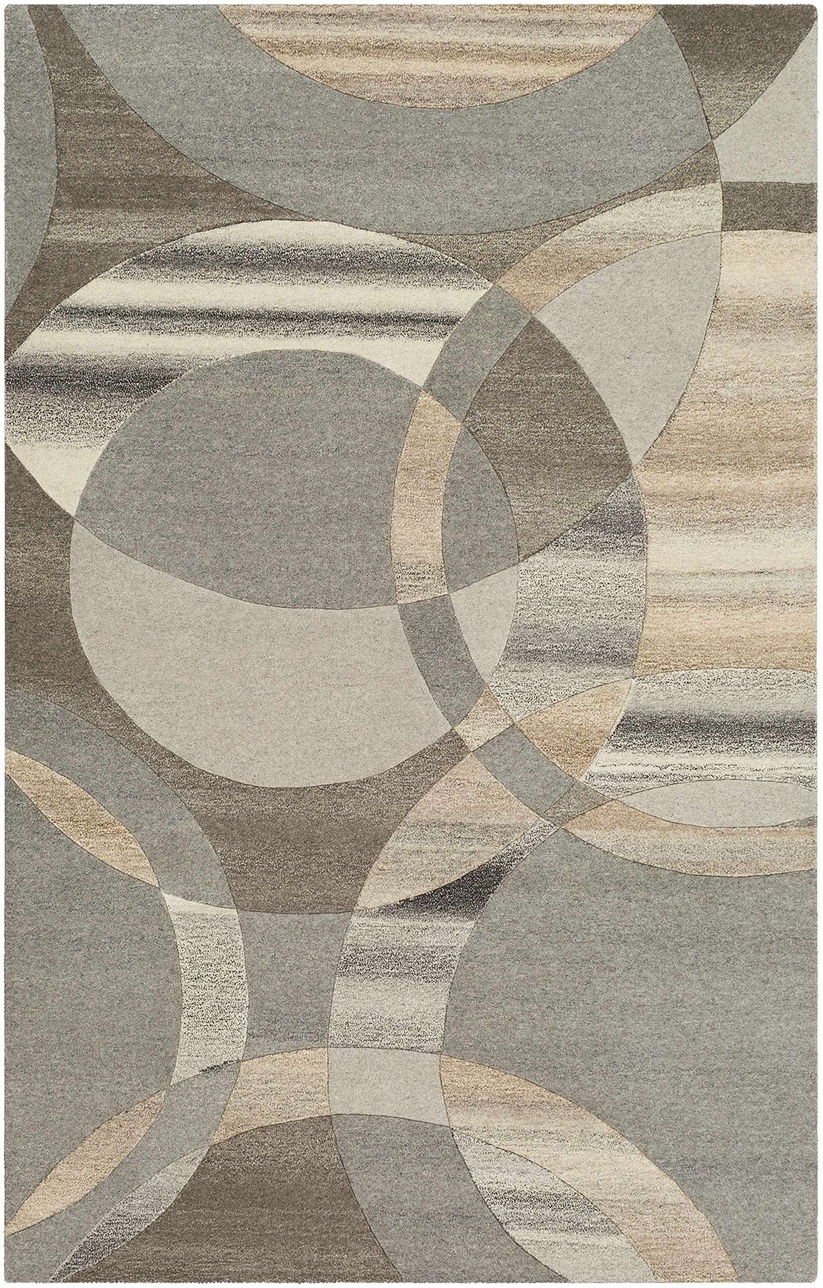 Hauteloom Rillton Wool Area Rug for Living Room and Bedroom - Modern Gray, Black, Brown - 2' x 3' - Soft & Durable - Perfect for Home Decor, Cozy Spaces, and High-Traffic Areas