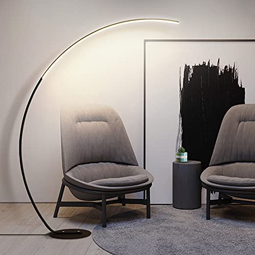 Modern LED Floor Lamp with Acrylic Design - Minimalist Standing Light for Living Room, Bedroom & Office - Adjustable Brightness with Foot Switch - Black (Ideal for Reading, Relaxing & Home Decor)