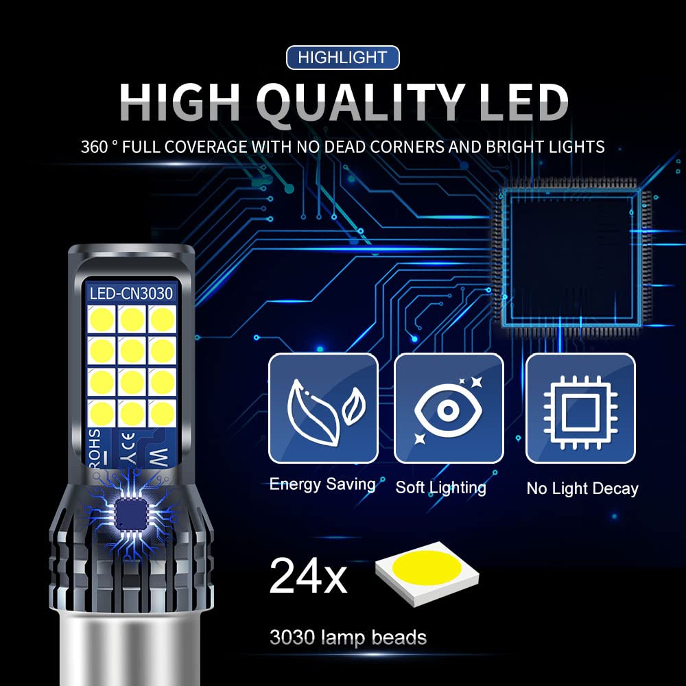 Teguangmei 1156 LED Brake Light Bulb - Super Bright 24-SMD White BA15S 7506 1141 1003 P21W LED Bulbs for Cars & Trucks - Replacement for Tail Brake Stop Backup Reverse Lamps (Pack of 2) - Perfect for Night Driving & Enhanced Vehicle Safety