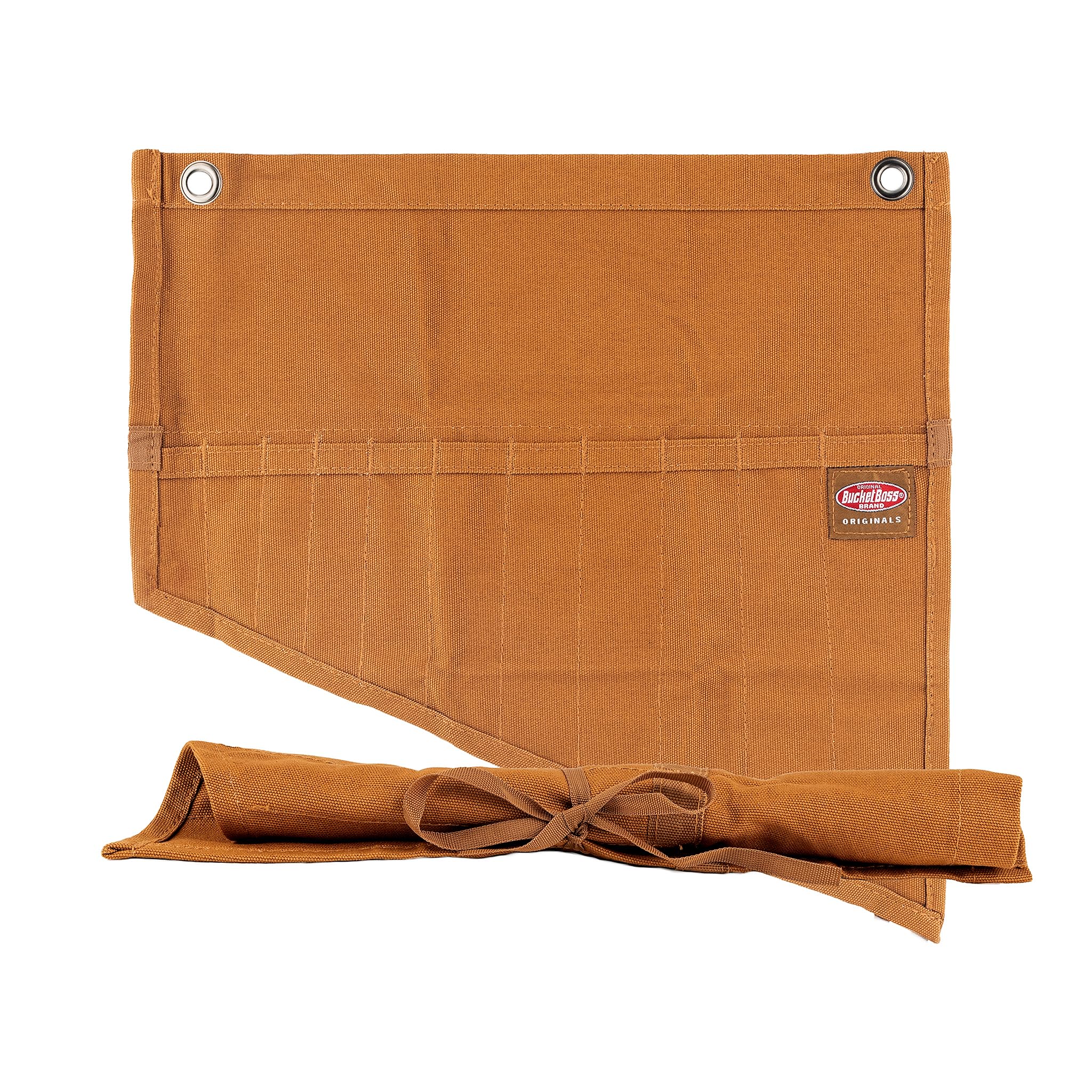 BucketBoss 70003 11-Pocket Brown Tool Roll Organizer - Perfect for Mechanics, Electricians & DIY Home Improvement Projects