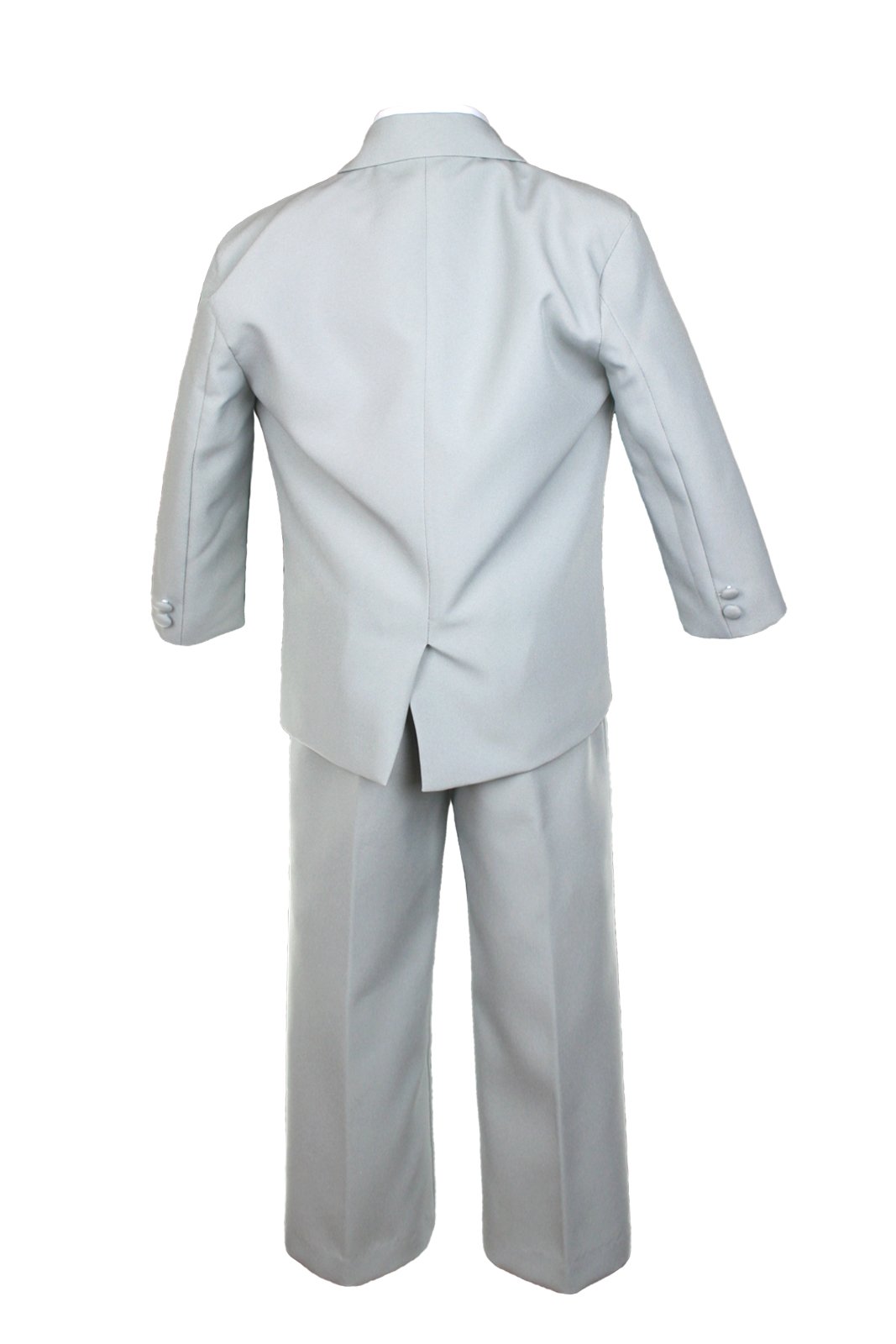 6-Piece Boys Gray Vest Tuxedo Suits Set with Satin Dark Gray Necktie - Formal Wear for Baby, Toddler & Teen - Perfect for Weddings, Parties & Special Occasions