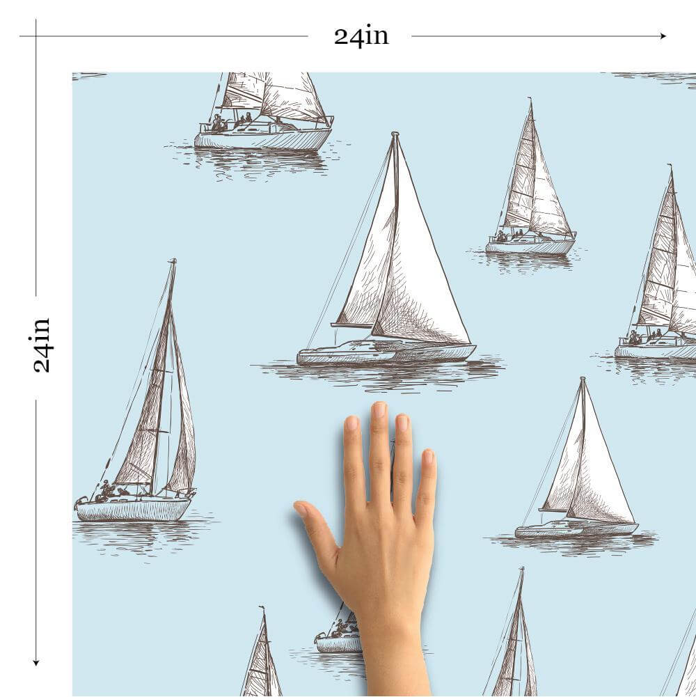 Nautical Peel and Stick Removable Wallpaper - White & Grey Self-Adhesive Wallpaper for Easy DIY Home Decor - Perfect for Bedrooms, Bathrooms, and Accent Walls