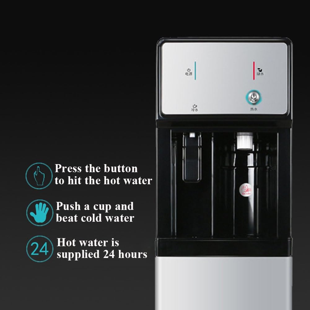 Hot and Cold Water Dispenser with Storage Cabinet - Dual Function Ice Maker & Heater for Home and Office Use
