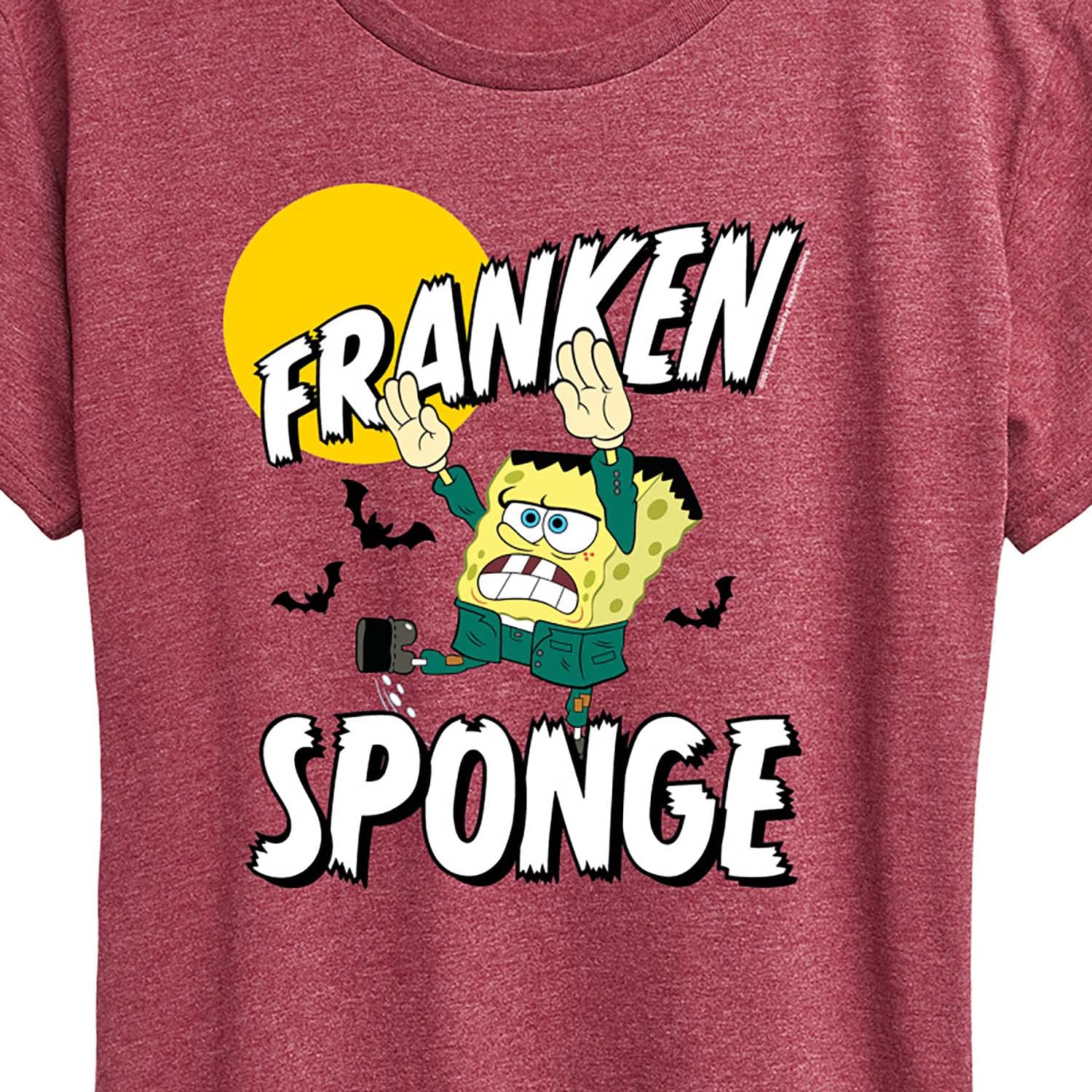 HYBRID APPAREL Women's Spongebob Squarepants Franken Sponge Graphic T-Shirt - Short Sleeve Casual Tee for Cartoon Fans, Cosplay & Everyday Wear