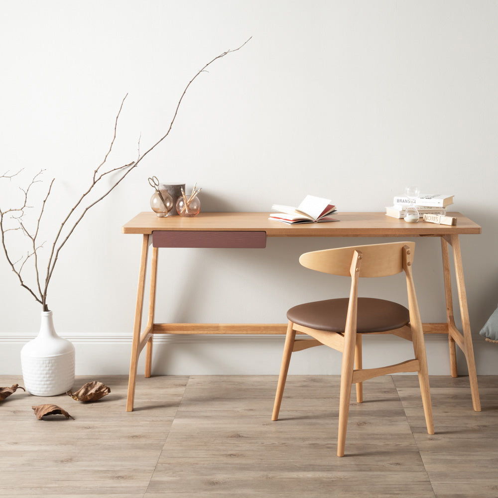 Ergonomic Study Desk with Natural Wood Finish - Perfect for Home Office, Student Dorm & Small Space Workspaces