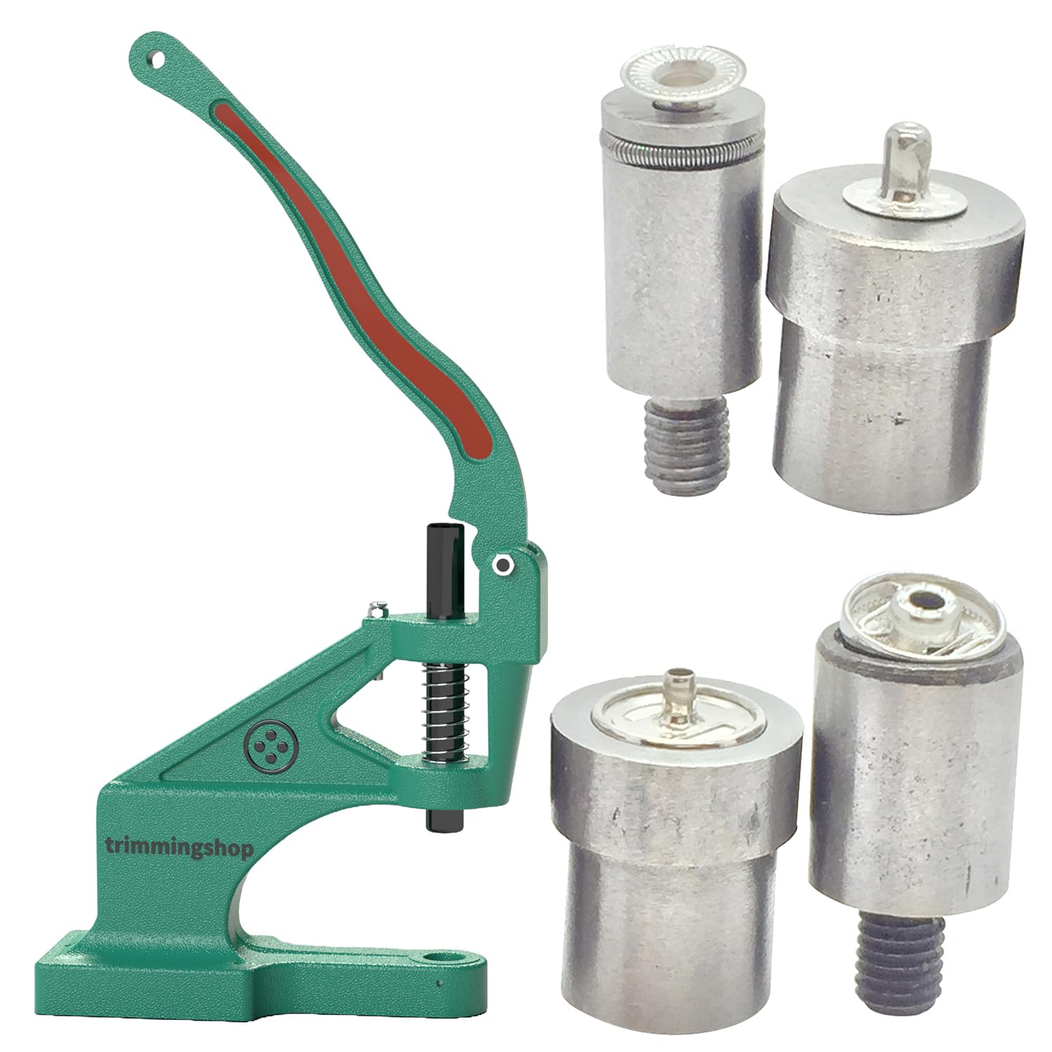 12.5mm S Spring Press Studs Dies with Universal Green Hand Press Machine - Snap Fastener Installation Tool for Clothing, Jackets & Leathercraft | DIY Sewing, Garment Repair & Crafting Projects | Perfect for Tailors, Fashion Designers & DIY Enthusiasts