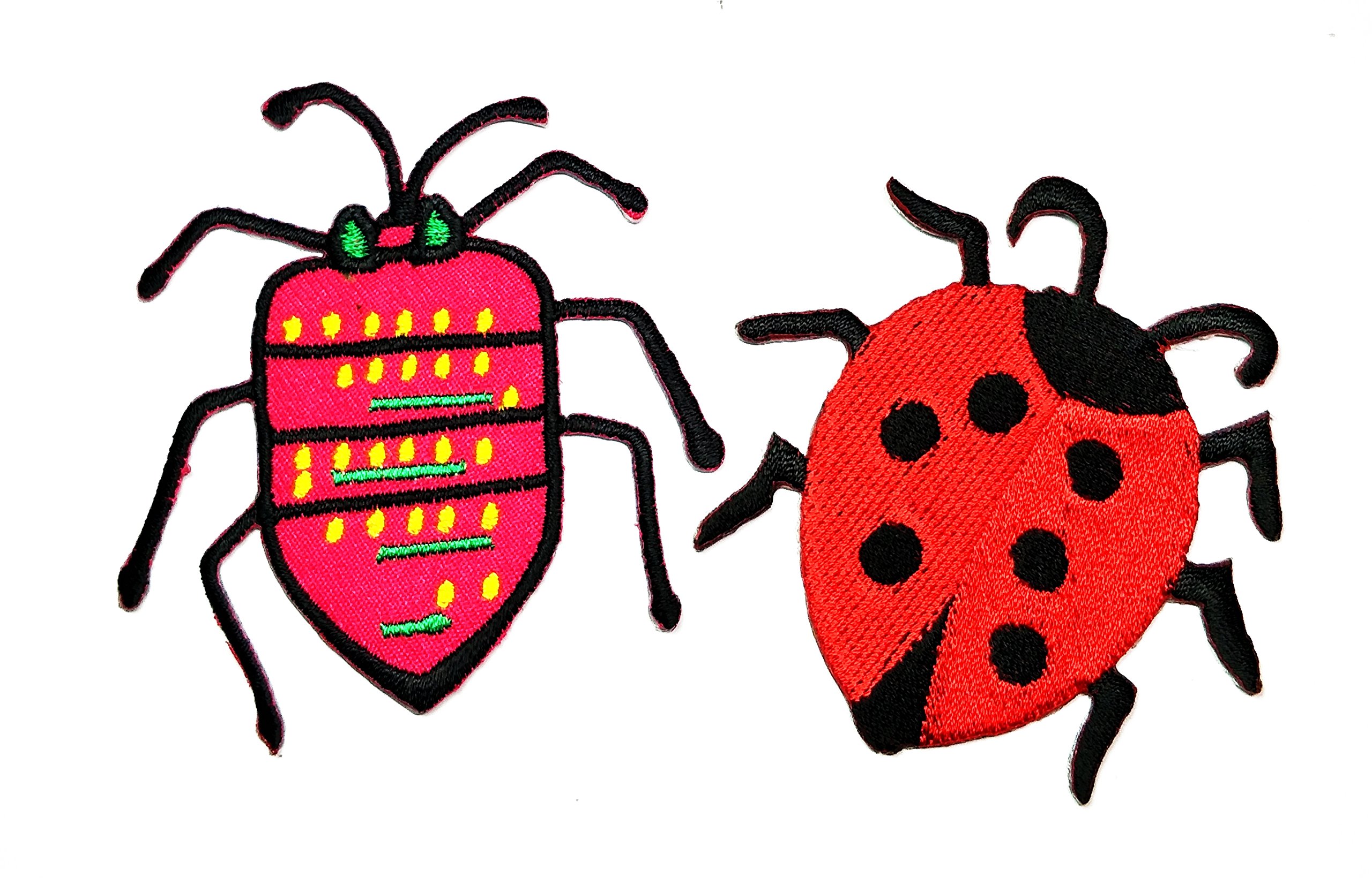 Cute Garden Bugs Iron-On Patches Set of 2 - Embroidered Insect Appliques for Clothes, Backpacks, Hats & DIY Crafts | Perfect for Kids' Outfits, Denim Jackets & Accessories