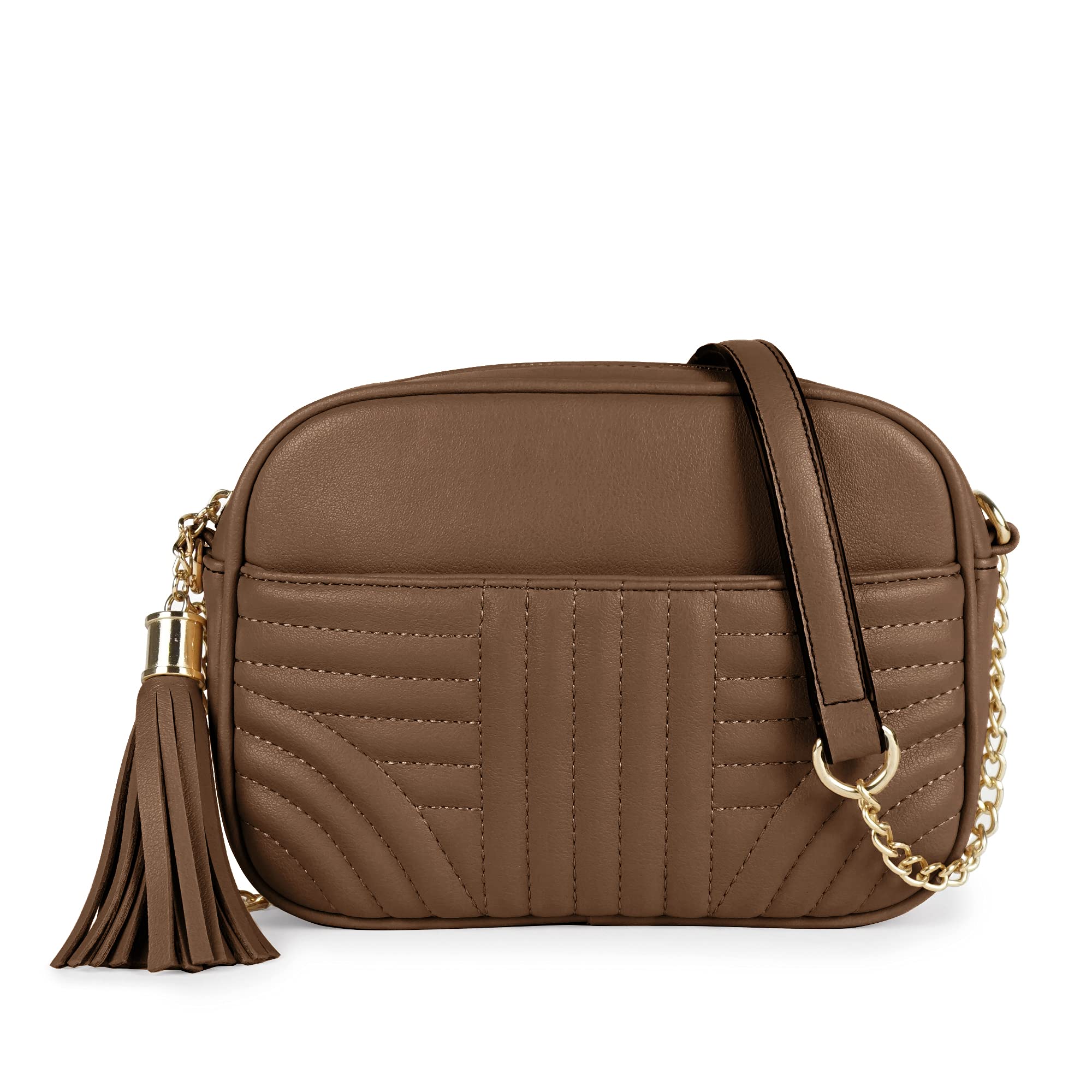 EVVE Quilted Crossbody Bag for Women - Stylish Tassel Camera Purse for Travel & Daily Use