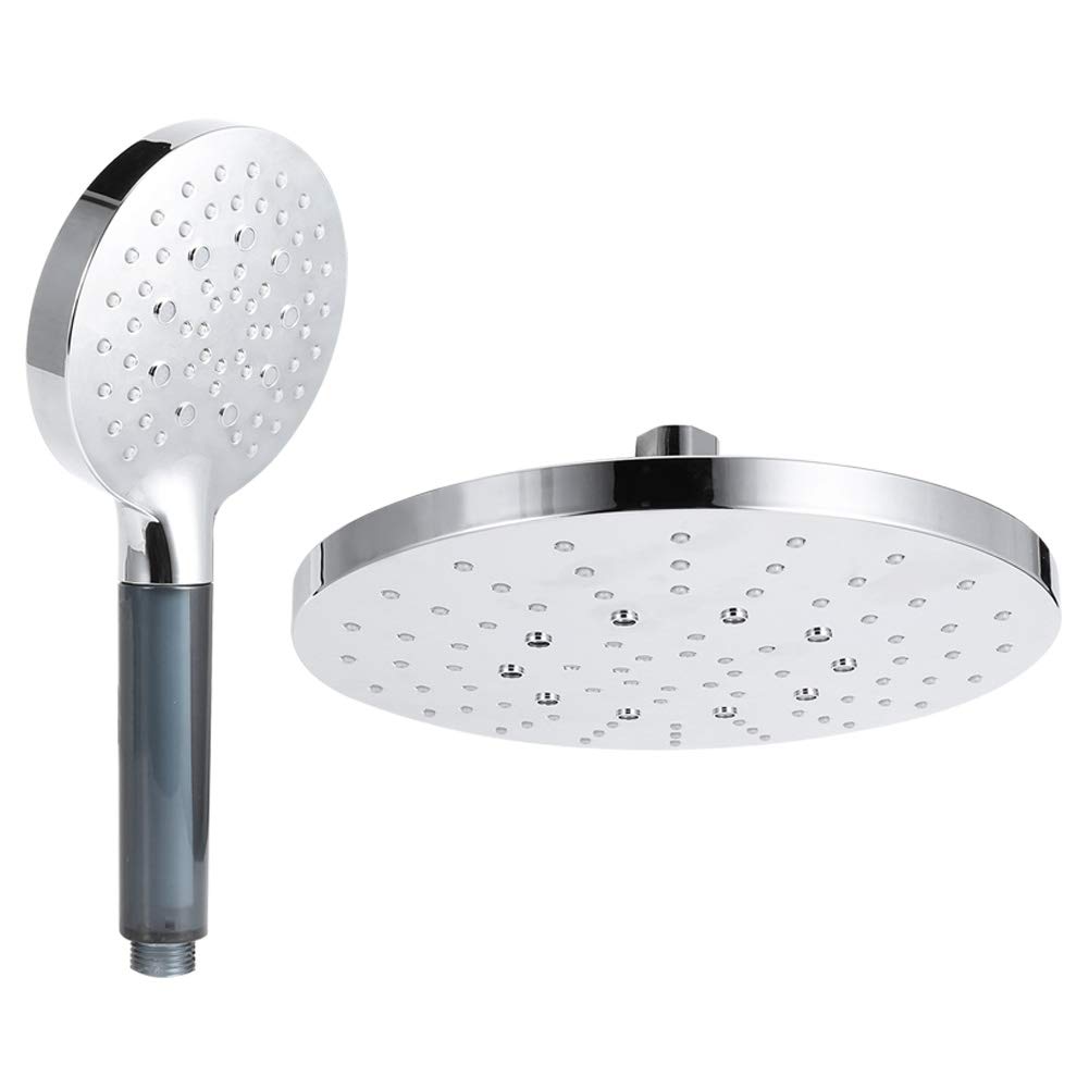 Ymiko ABS Filter Shower Head Set - High Pressure Handheld & Rain Shower Combo with Water Saving Technology, Bright Silver Finish for Bathroom (Ideal for Water Conservation & Spa-Like Shower Experience)