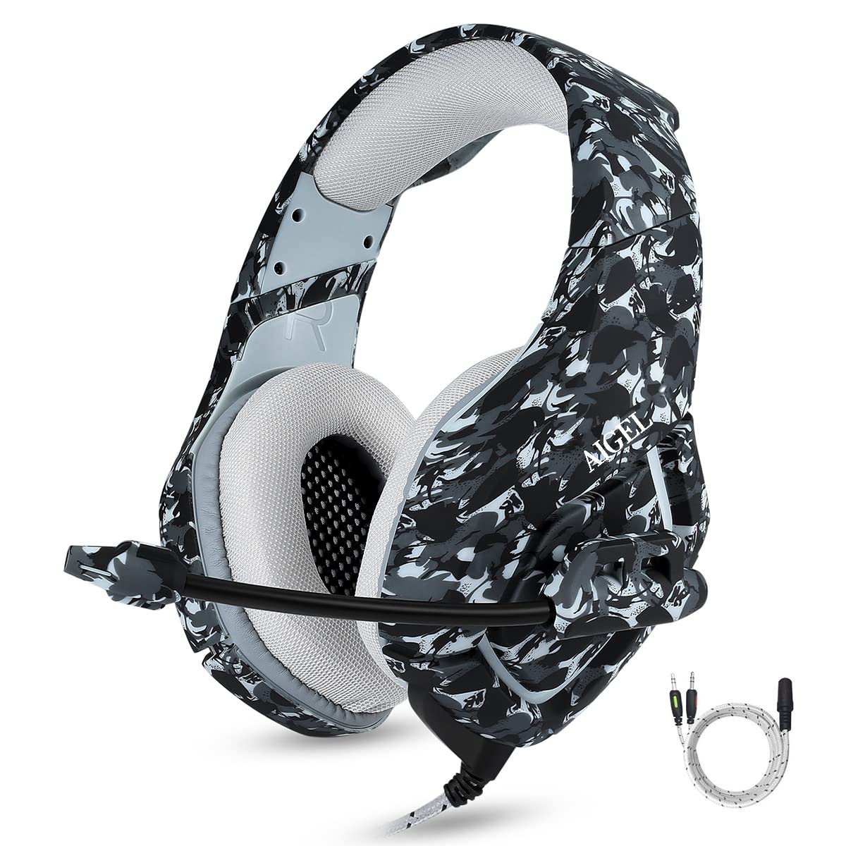 AIGEL PS4 Gaming Headset with Noise Cancelling Mic - Compatible with PC, PS5, Xbox - Wired Over-Ear Headphones for Immersive Gaming, Streaming & Online Chat