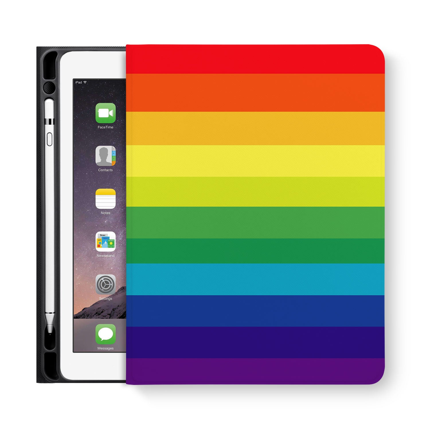 Premium iPad Folio Case with Rainbow Design - Slim Protective Cover for iPad 6th/7th/8th/9th/10th Gen | Perfect for Work, School & Travel Accessories