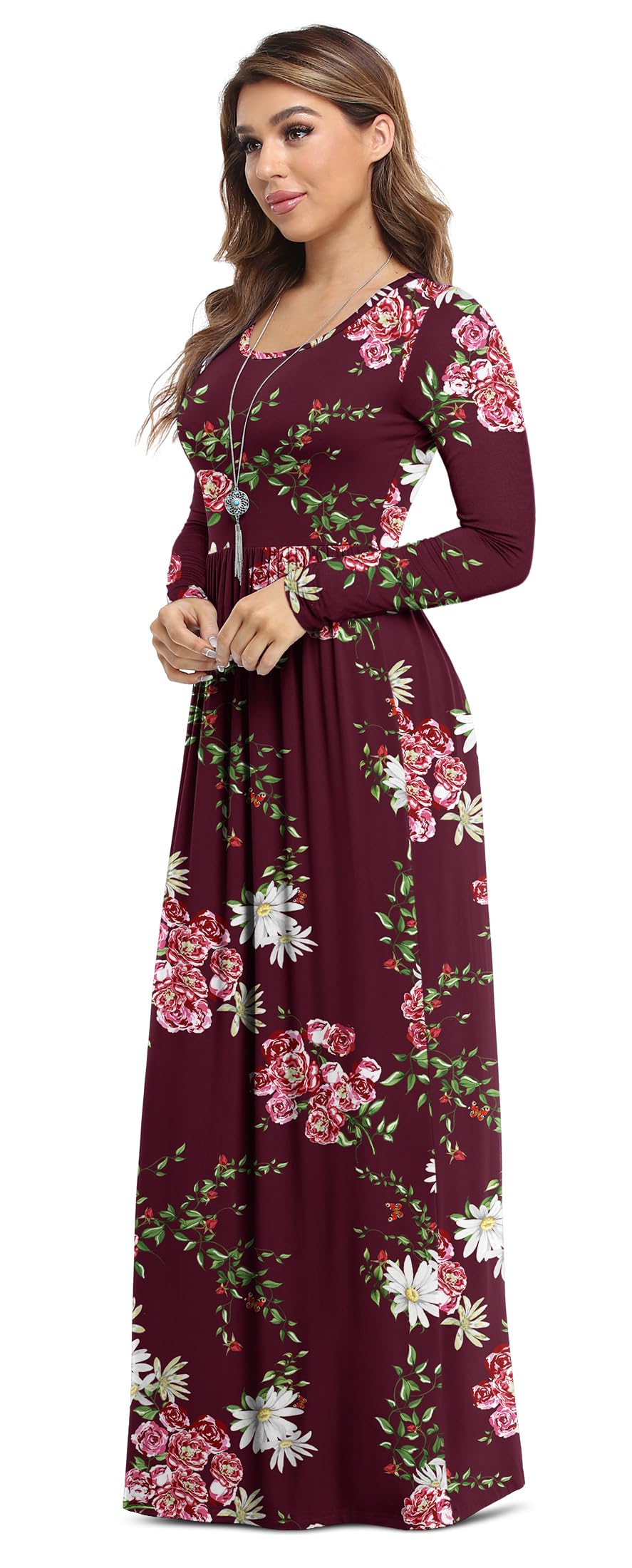 VIISHOW Women's Long Sleeve Maxi Dress - Loose Fit Plain Casual Dress with Pockets | Elegant Everyday Wear, Beach Cover Up & Vacation Outfit
