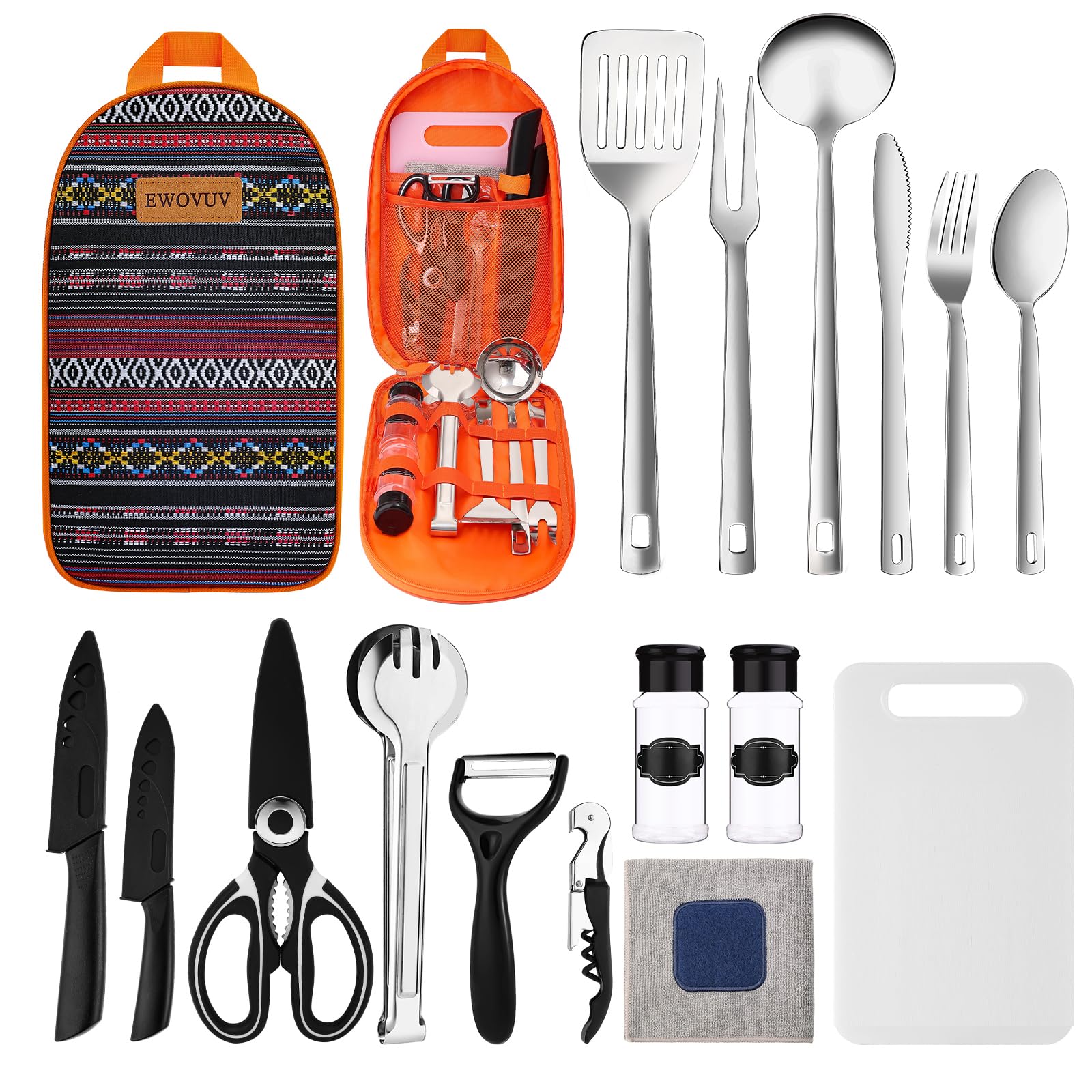 **Premium Camping Cooking Utensils Set - 15-Piece Outdoor Cookware Kit with Storage Bag | Essential Camping Gear for RV, Picnic, BBQ & Backpacking | Perfect Gift for Women & Men**    *(Use Cases: Ideal for camping trips, RV adventures, backyard BBQs, hiking, picnics, and outdoor cooking.)*