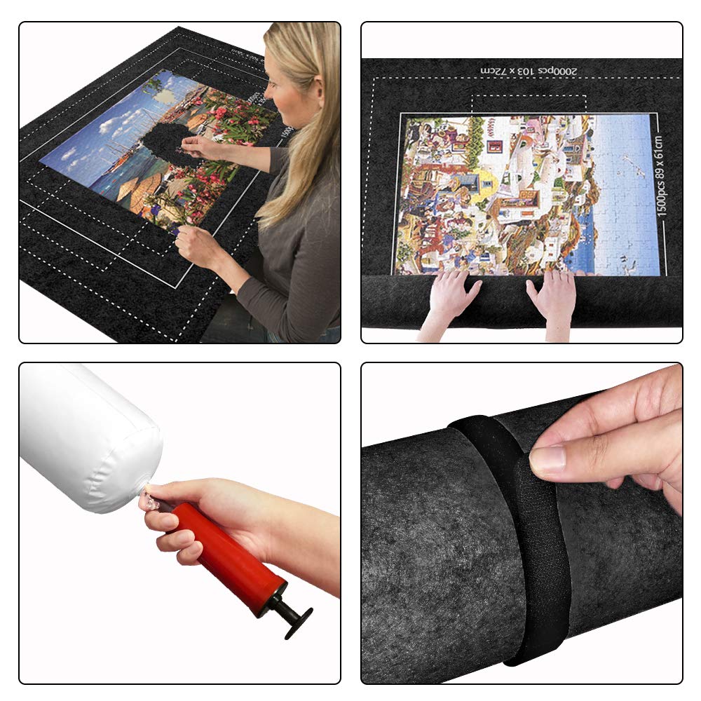 BangShou 2000-Piece Puzzle Mat with Inflatable Roller, Felt Jigsaw Mat Board, Puzzle Storage Mat, Foldable Puzzle Saver with Air Pump – Perfect for Organizing and Protecting Large Puzzles at Home or On the Go