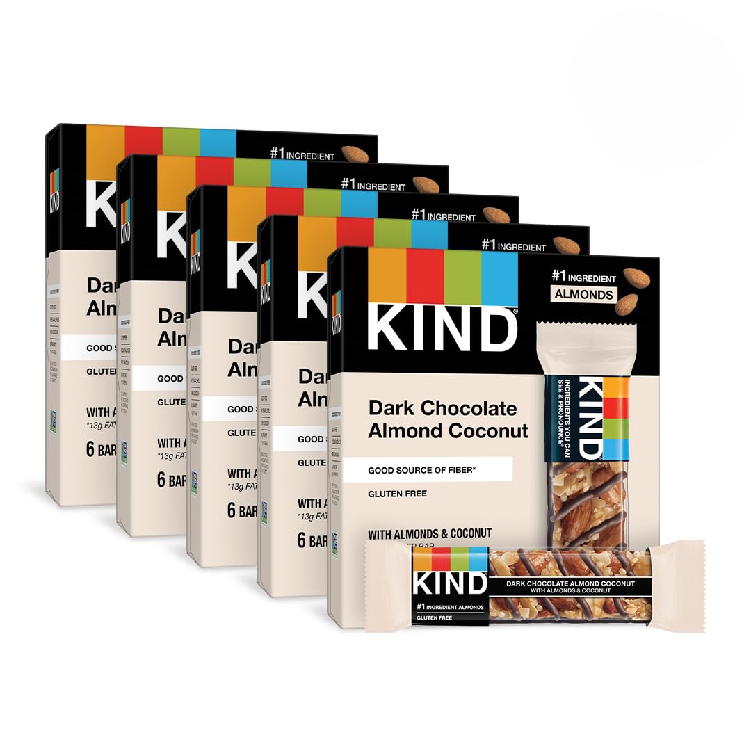 KIND Dark Chocolate Almond Coconut Bars - Low Glycemic, Gluten Free, Healthy Snacks - 1.4oz (60 Count) - Perfect for On-the-Go Breakfast, Work Snacks & Keto Diet