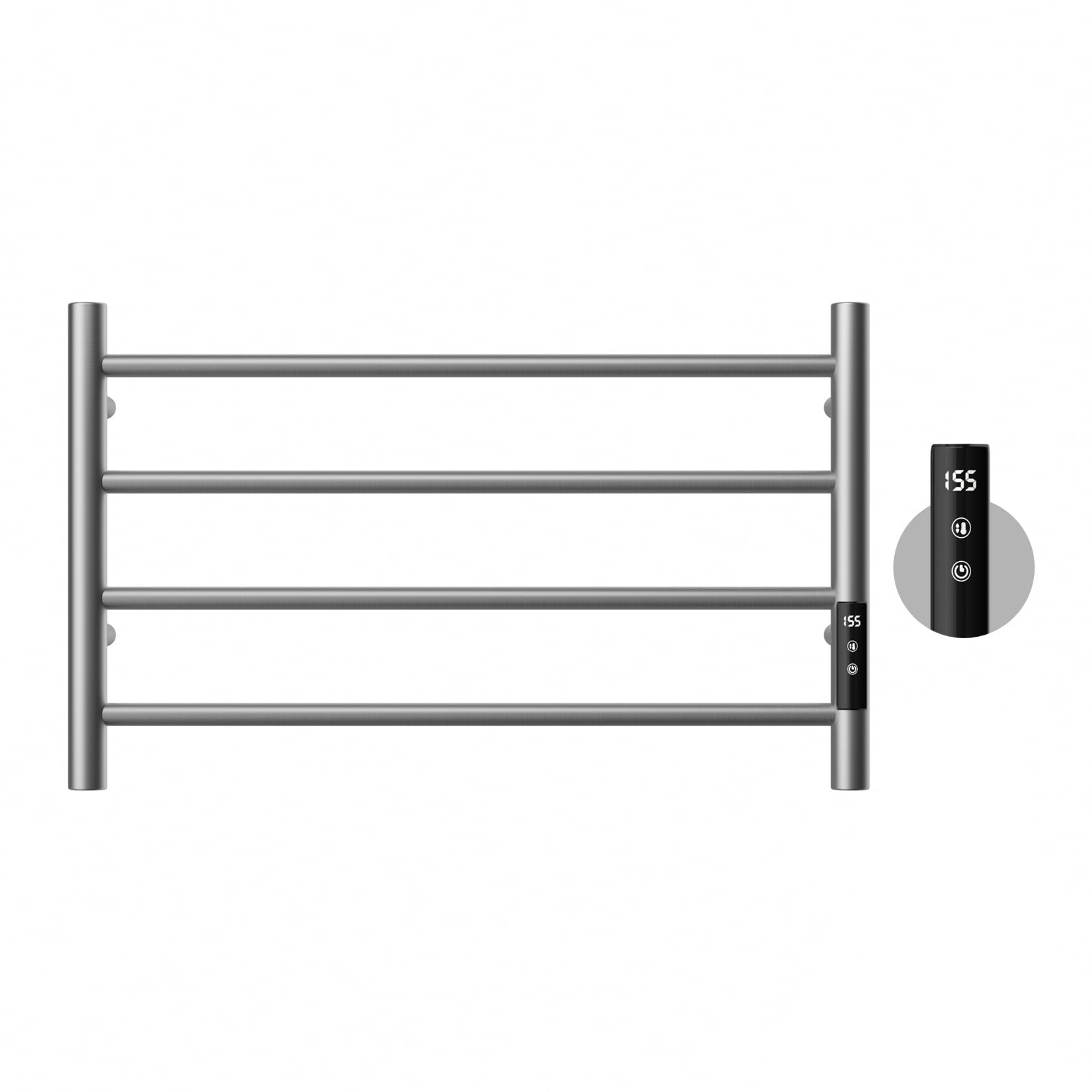 POPFLY 4-Bar Heated Towel Rack - Wall Mounted Electric Towel Warmer with Timer & Temperature Control - 304 Stainless Steel Bathroom Towel Heater - Perfect for Spa, Luxury Bathrooms & Cold Weather Comfort