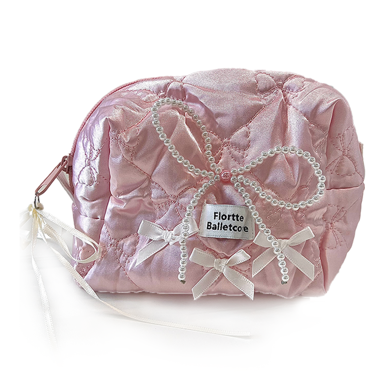 FLORTTE Little Bow Series Makeup Bag - Cute Cosmetic Pouch for Travel, Gym & Daily Essentials | Perfect for Women & Girls