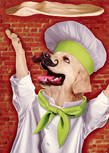 Funny Dog Throwing Pizza Dough Birthday Card - Humorous Greeting Card for Dog Lovers - Perfect for Birthdays, Anniversaries & Special Occasions