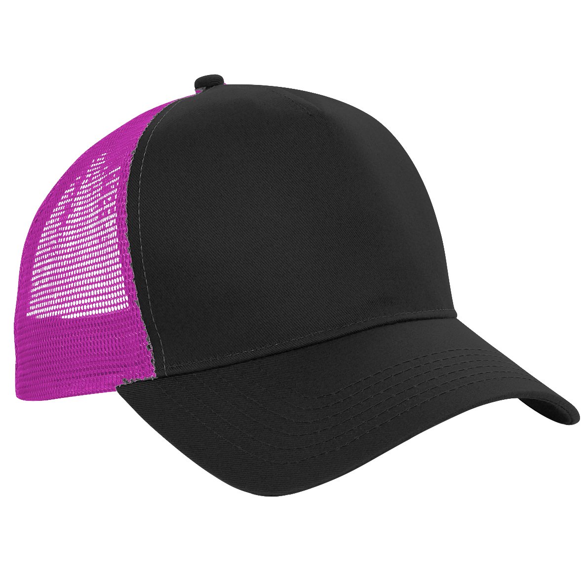 Men's Half Mesh Trucker Cap - Adjustable One Size Fits Most - Black & Fuchsia for Outdoor Sports, Hiking, and Casual Wear
