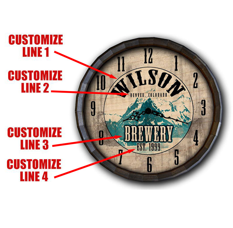 Handcrafted Wood Barrel Top Clock - Unique Brewery Decor, Rustic Wall Clock for Home, Bar, or Pub - Perfect Gift for Beer Lovers & Homebrewers