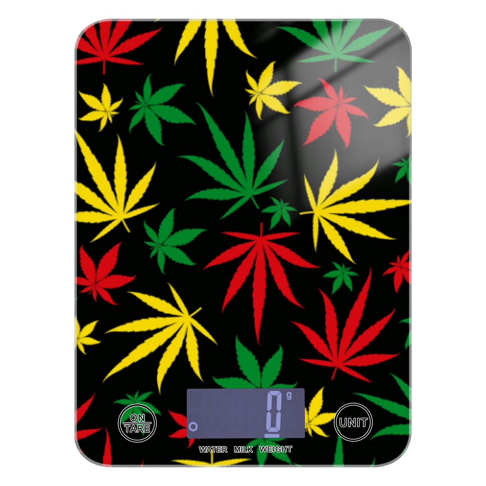 Waterproof Digital Kitchen Scale for Cooking, Baking & Coffee - Colorful Leaves Design