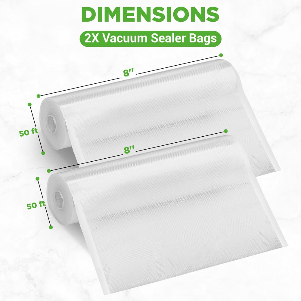 Nutrichef Premium Vacuum Sealer Bags - 100 Count, BPA Free Food Storage Bags for Sous Vide, Meal Prep & Freezer Organization | Compatible with Most Vacuum Sealers | Keep Food Fresh Longer