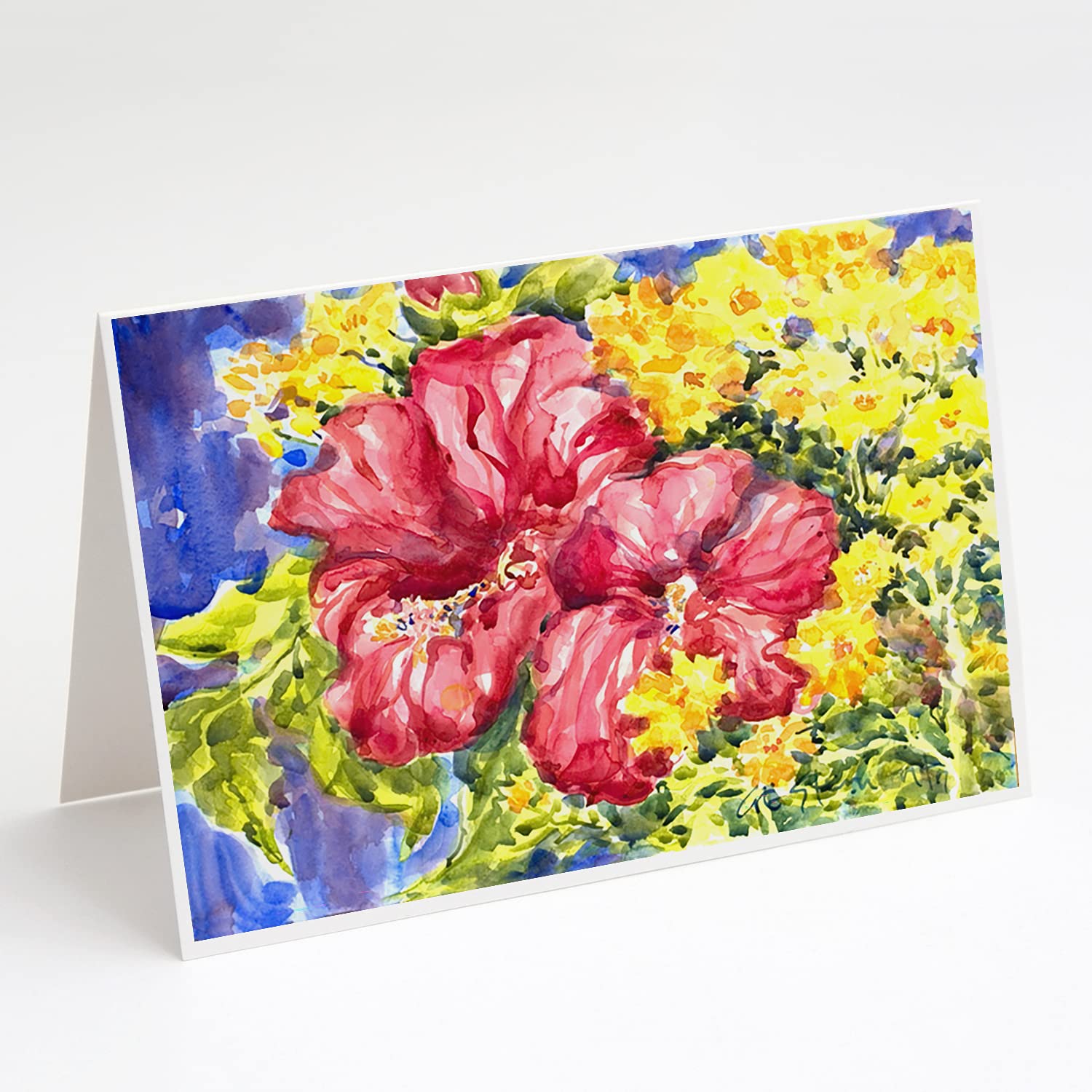 Premium Hibiscus Flower Greeting Cards - Pack of 8 Blank A7 (5x7) Note Cards with Envelopes | Whimsical Floral Stationery for Thank You Notes, Birthday Wishes & Special Occasions