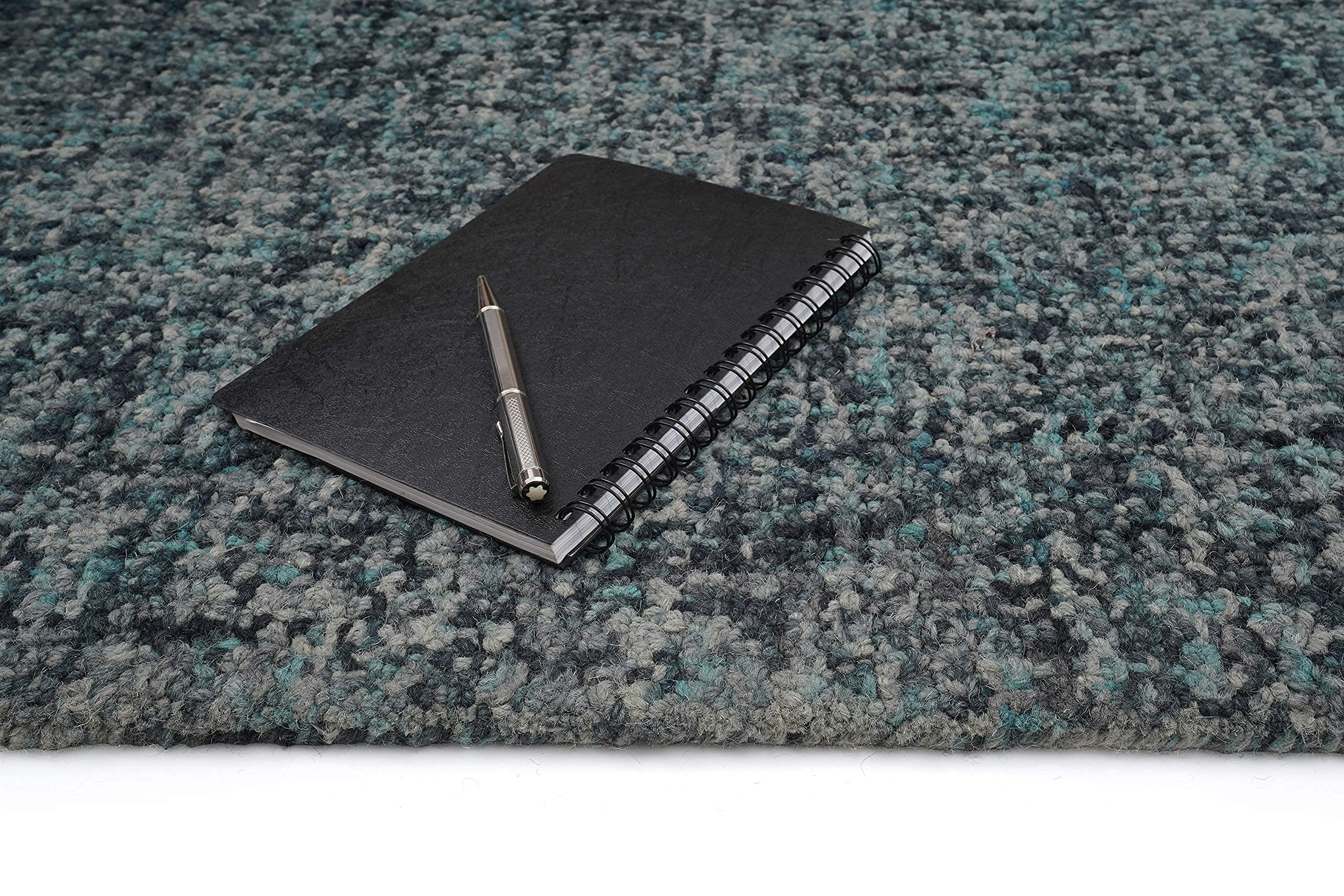 Handmade Nomad Midnight Blue Wool Rug - Natural Fiber, Easy Maintenance - 3'6