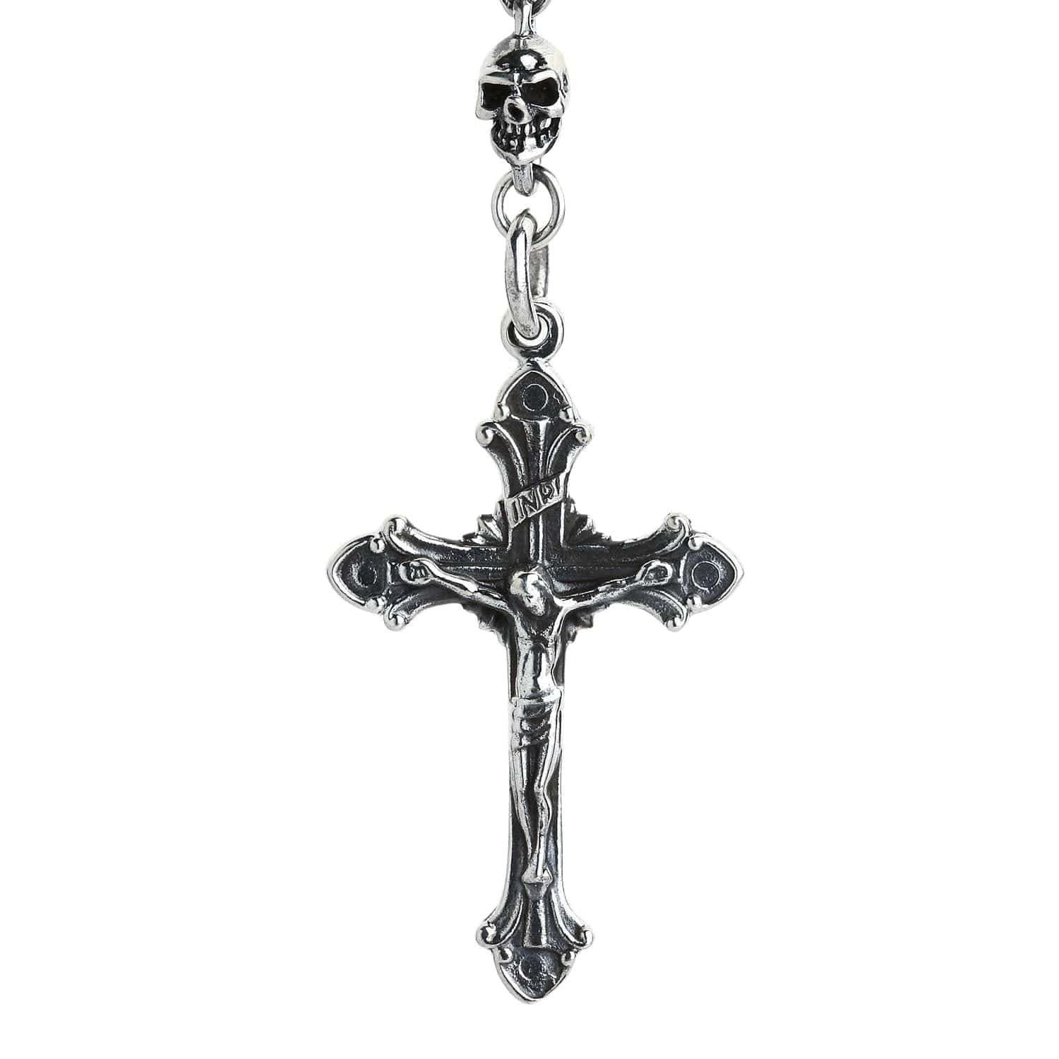Skull Jesus Sterling Silver Chain Gothic Necklace for Men & Women - Religious Jewelry, Gothic Fashion Accessory, Punk Style Gift for Halloween, Christmas, and Everyday Wear