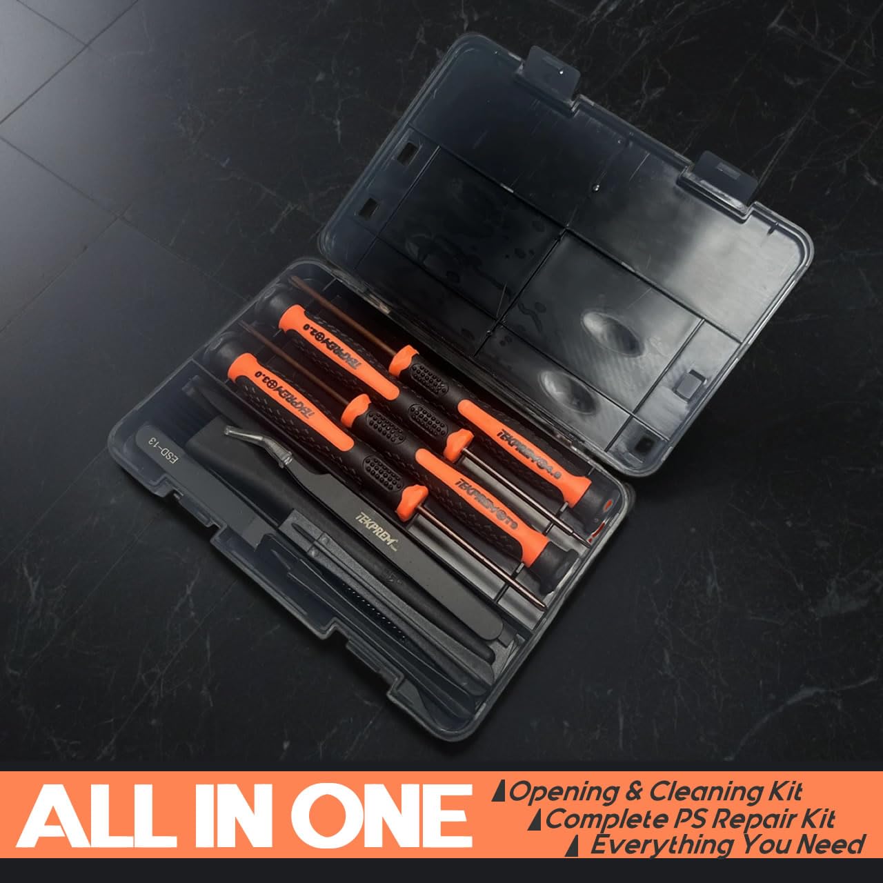 TEKPREM 14-in-1 Screwdriver Set for PS5 PS4 PS3 - T9 Torx & PH00/PH0/PH1 Phillips Screwdrivers with Cleaning Brushes and Tweezers - Professional Repair Kit for Sony Playstation 5/4/3 Consoles & Controllers - Perfect for Game Console Maintenance and DIY Repairs