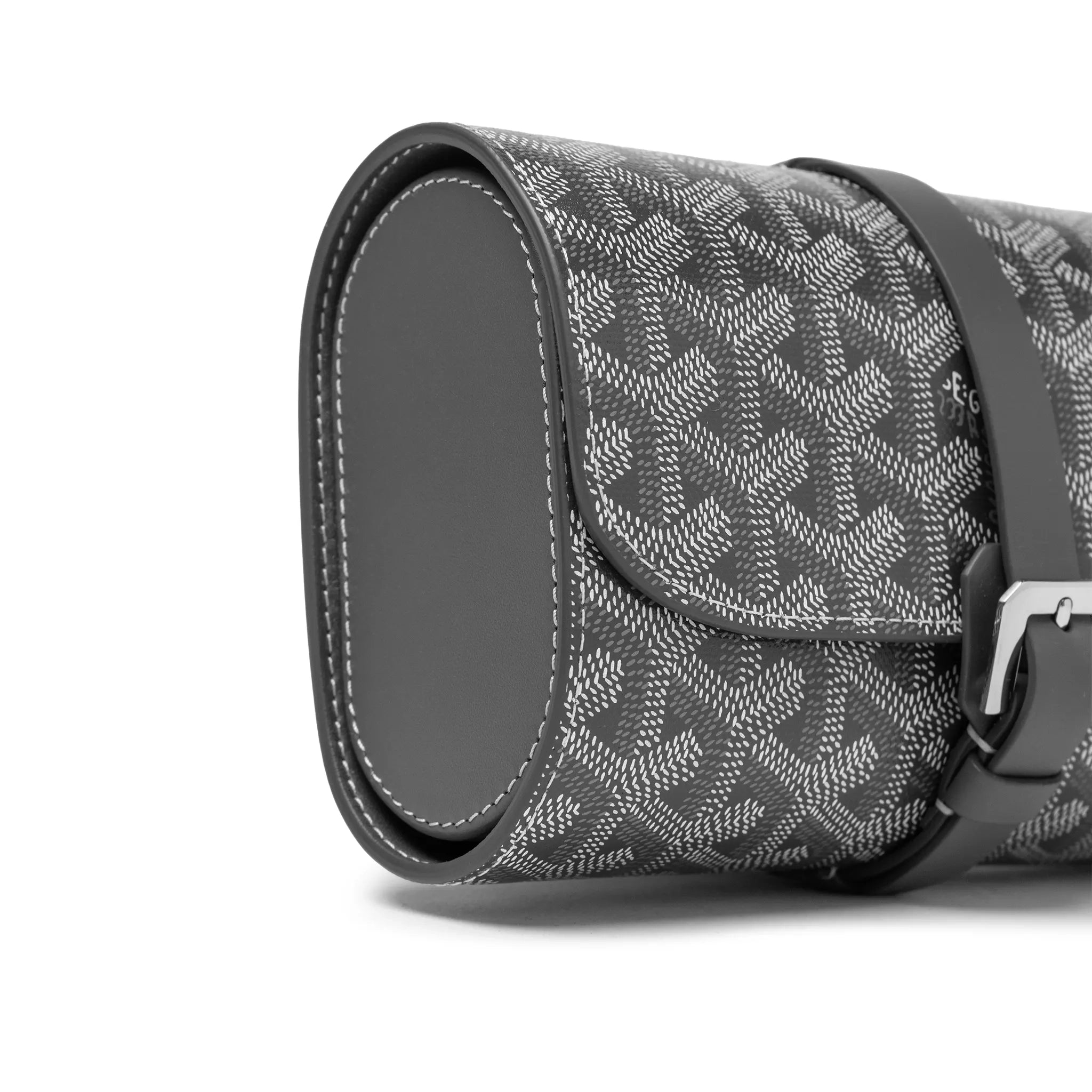 Goyard Double Travel Grey Watch Case - Luxury Leather Watch Storage for Men & Women - Perfect for Travel, Business & Everyday Use