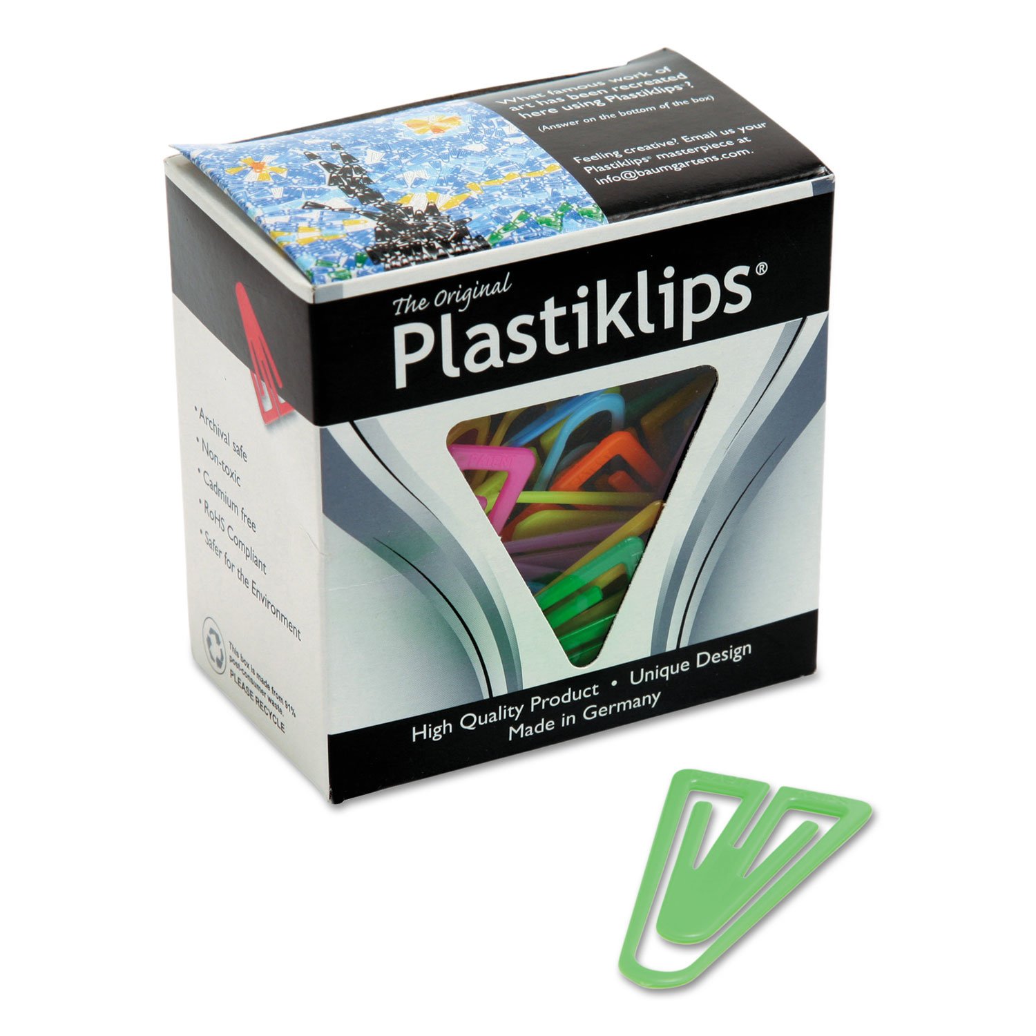 Baumgartens Plastic Paper Clips - BAULP1700 - 100-Pack Colorful Binder Clips for Office, School, and Home Organization