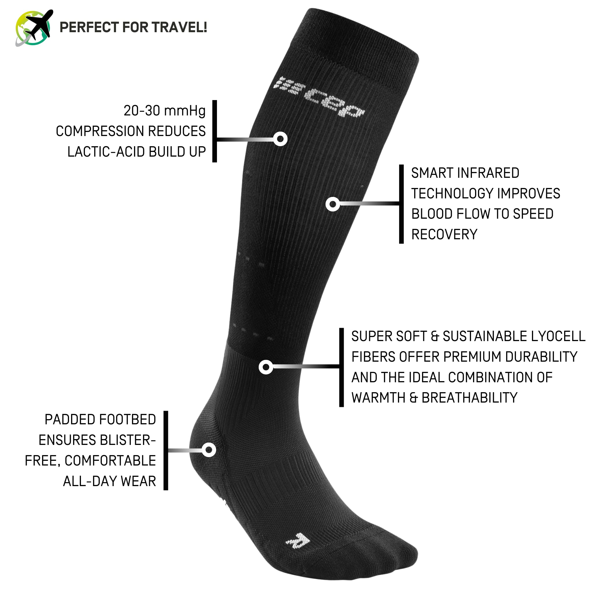 CEP Men's Infrared Recovery Compression Socks - 20-30 mmHg Graduated Compression for Circulation & Muscle Support - Ideal for Running, Travel & Post-Workout Recovery
