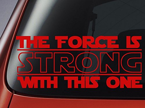 Star Wars 'The Force Is Strong With This One' Vinyl Decal - Red Sticker for Cars, Windows, Walls, Laptops, Guitars, Water Bottles & Notebooks