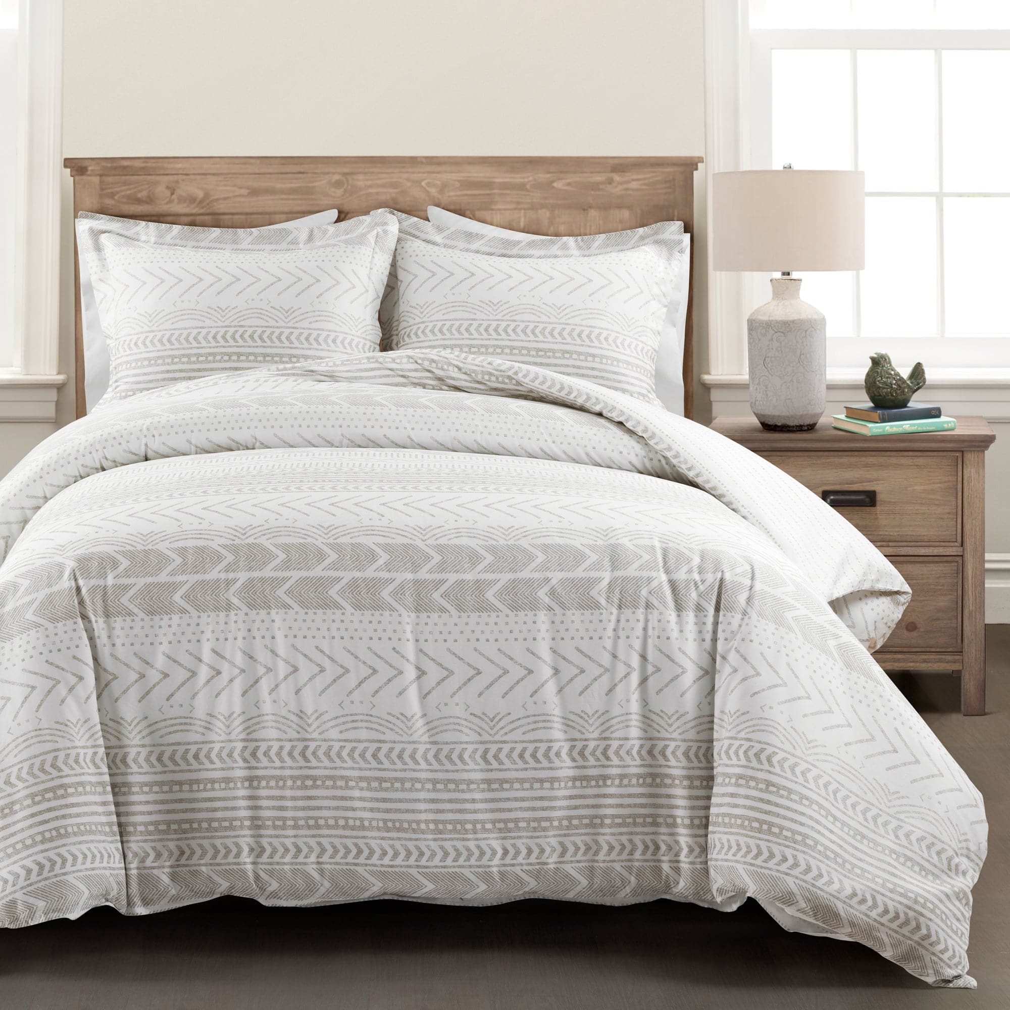 Hygge Geo Reversible Cotton Duvet Cover 3 Piece Set - Soft & Breathable Bedding Set for All Seasons - Perfect for Master Bedroom, Guest Room & Dorm Decor