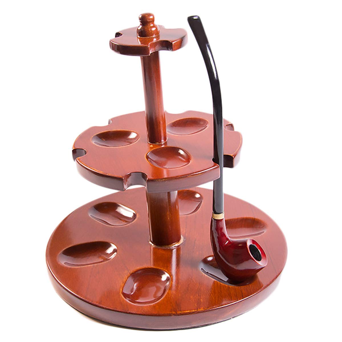 Premium Wooden Pipe Stand Holder - Natural Redwood Tobacco Pipe Rack for 9 Pipes - Elegant Tabletop Display for Smoking Pipes - Perfect for Home, Office, or Smoking Lounge Decor