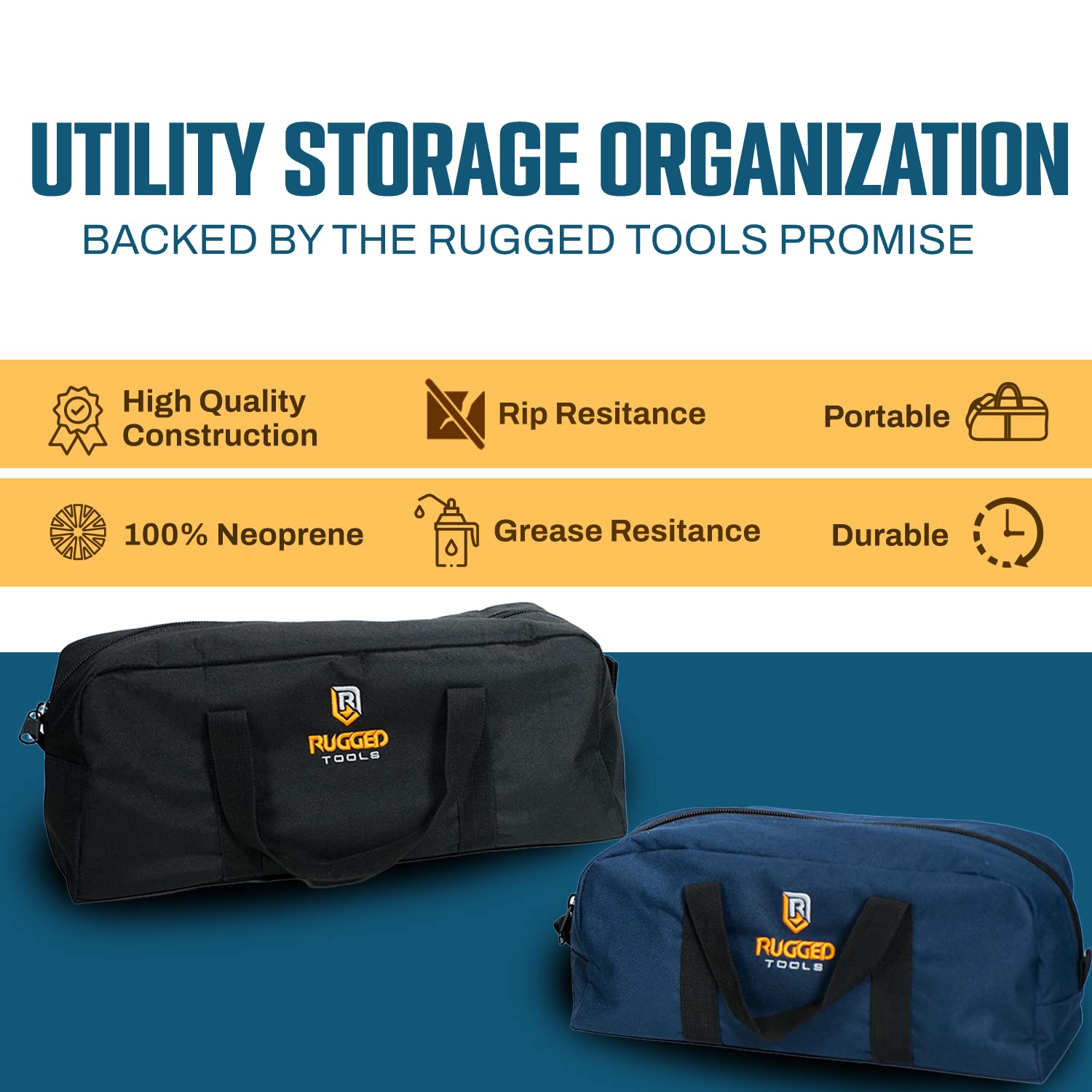 Rugged Tool Bag Combo - Small & Medium Organizer for Electricians, Plumbers, HVAC - Durable Worksite Storage