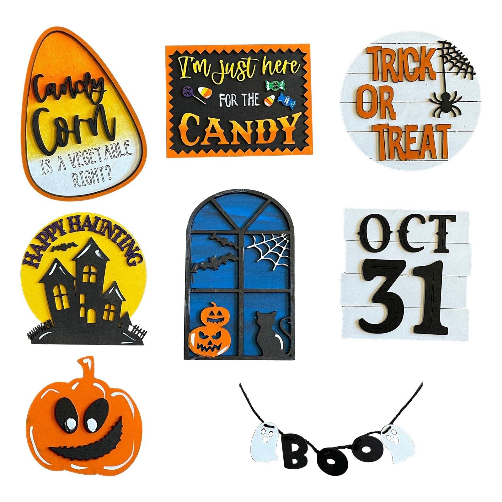 Spooky Halloween Tiered Tray Decor Set - Horror Themed Ornaments, Farmhouse Fall & Spring Decorations for Seasonal Home Decor - Perfect for Halloween Parties, Fall Tablescapes, and Year-Round Farmhouse Styling