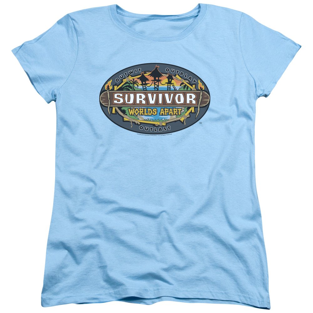 Survivor Women's Worlds Apart Logo T-Shirt | Official Licensed Cotton Tee | Reality TV Show Merchandise | Perfect for Fans, Cosplay & Themed Parties