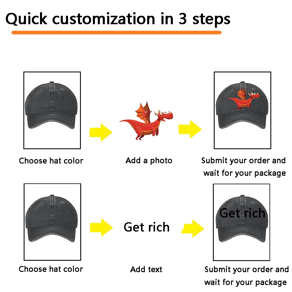 Custom Baseball Caps for Men & Women - Personalized Text & Photo Trucker Hats - Adjustable Snapback Hats for Sports, Outdoor & Casual Wear