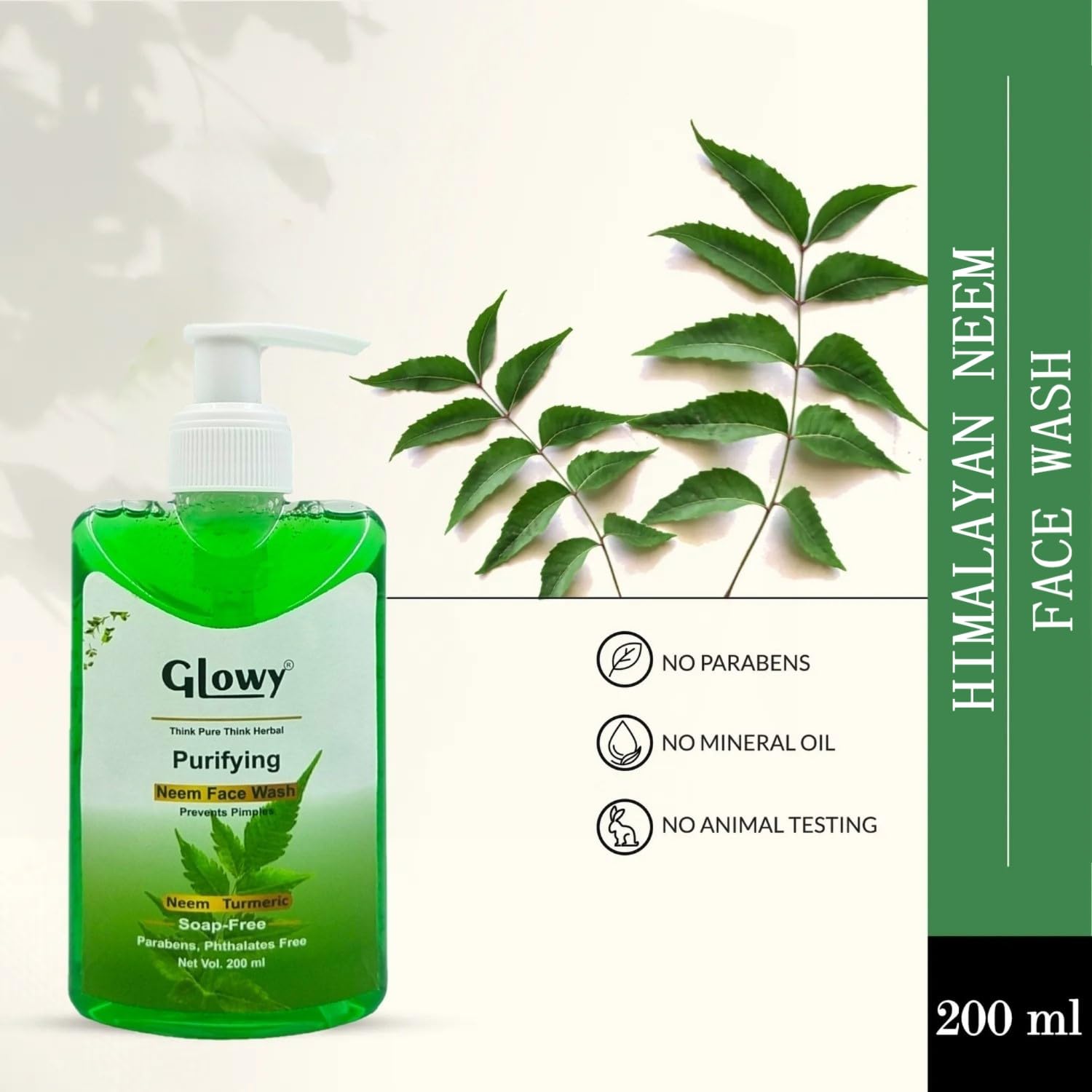 GLOWY Himalayan Neem Face Wash & Green Tea Stick Mask - Natural Skincare Combo for Men & Women | Deep Cleansing & Brightening | Perfect for Daily Use & Spa Nights
