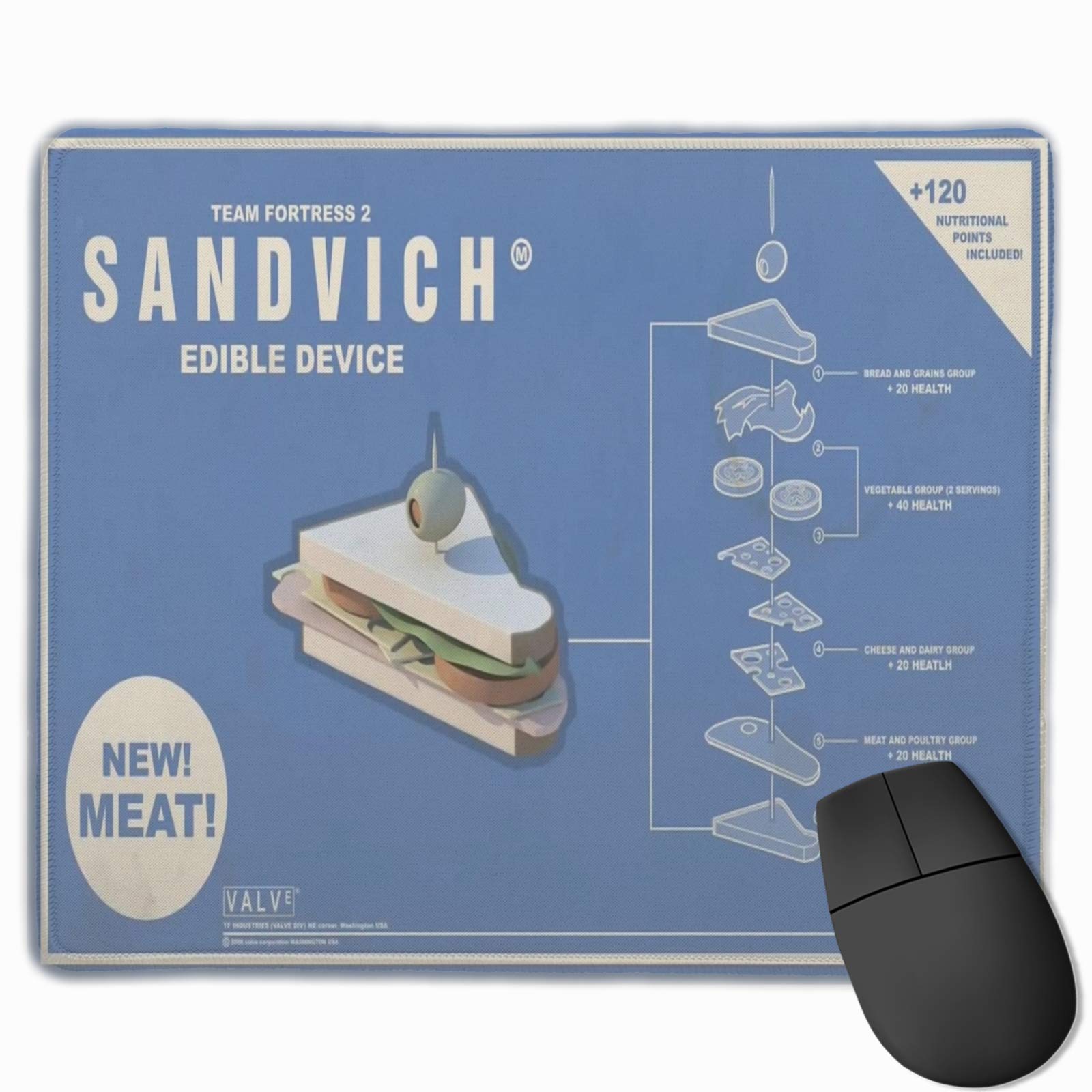 Team Fortress 2 Sandvich Stitched Edge Gaming Mouse Pad 11.8