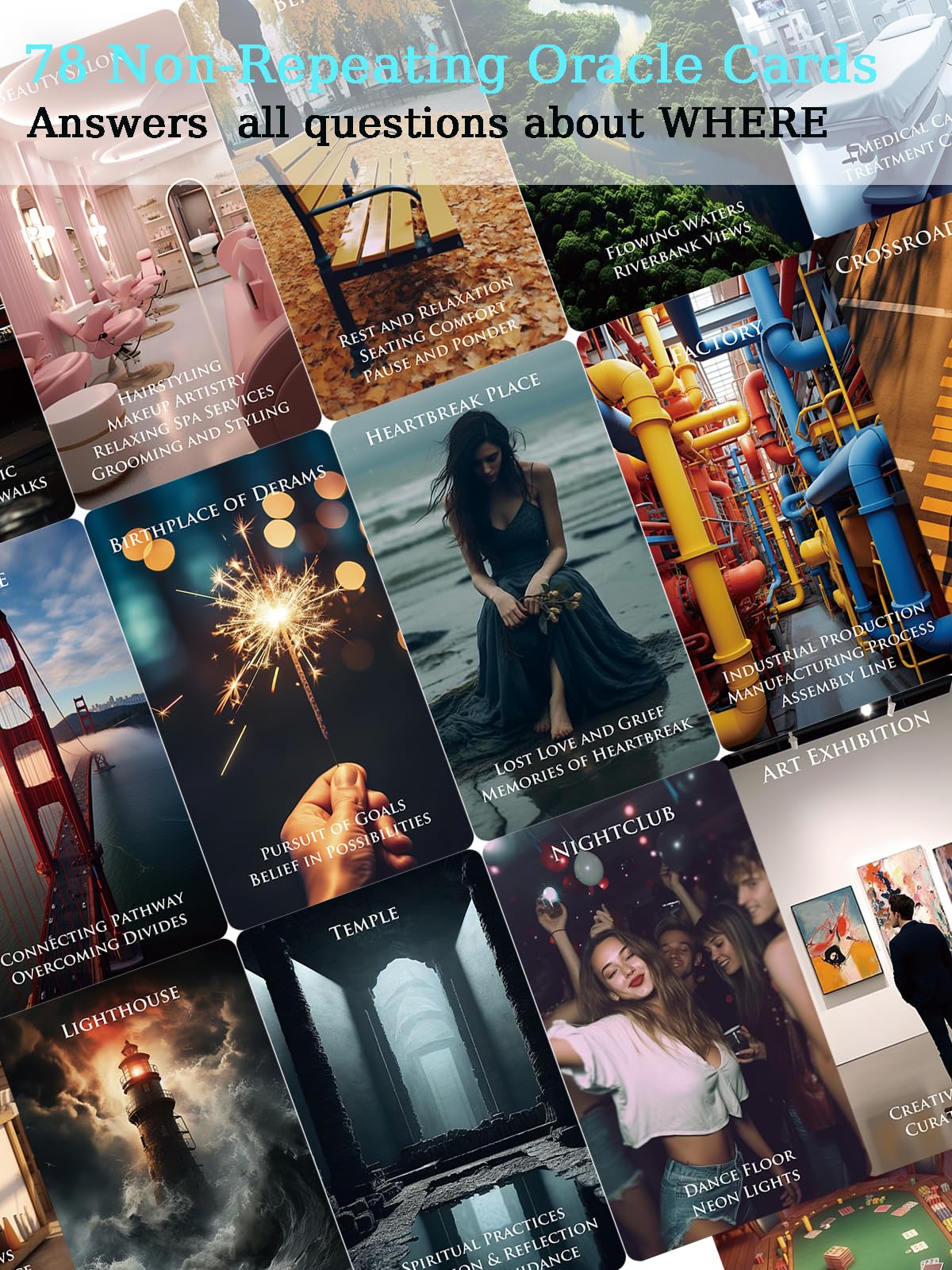 The Place Oracle Cards Deck - 78 Foiled Location Tarot Cards with Meanings for Beginners | Spiritual Guidance, Travel Inspiration & Meditation Tool